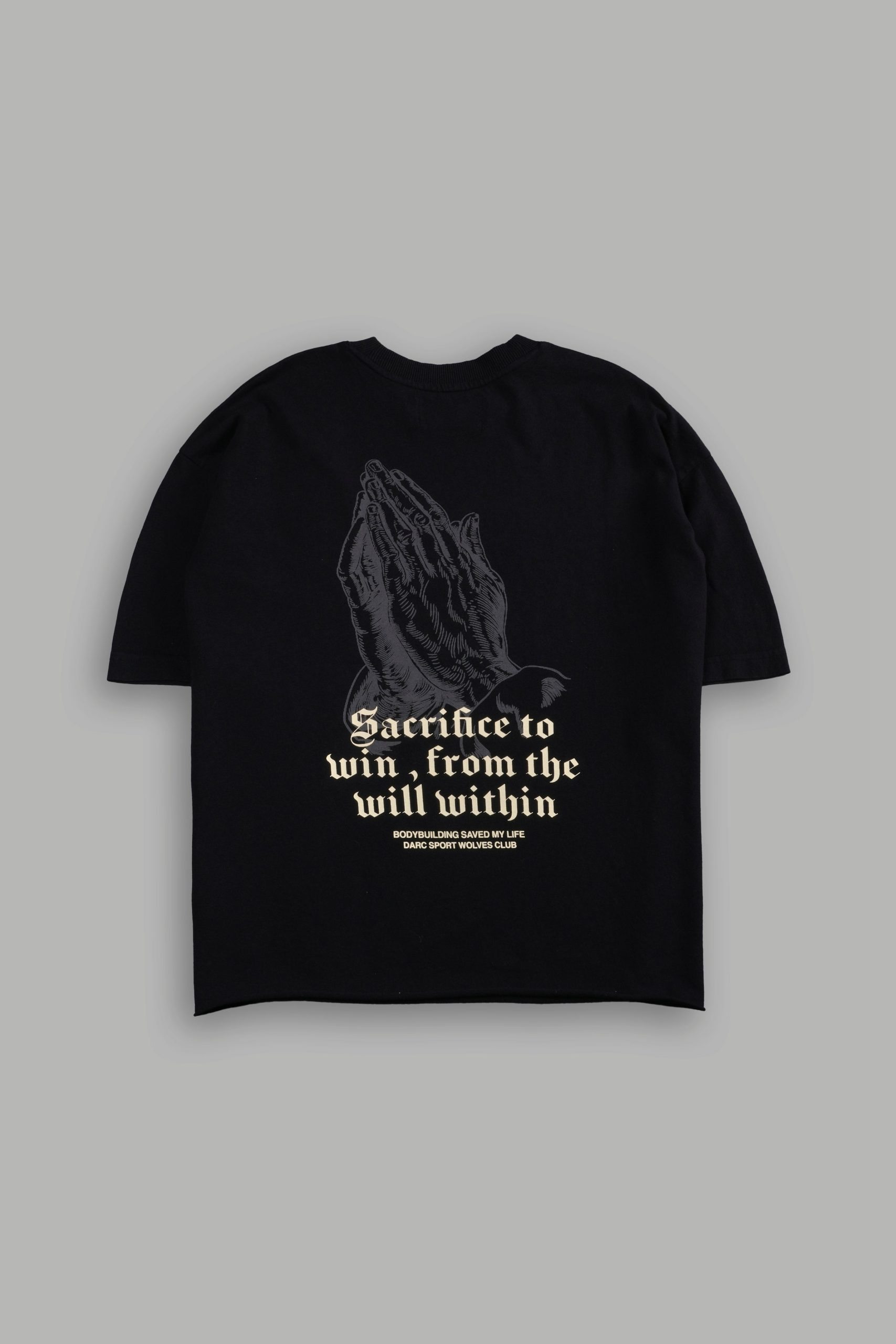 Big Bodybuilding Saved My Life Grunge Mid-Length Raw Hem Tee in Black