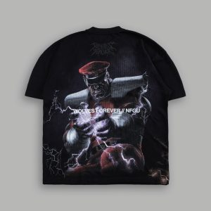 Darc M. Bison Side By Side Series Premium Oversized Tee in Black