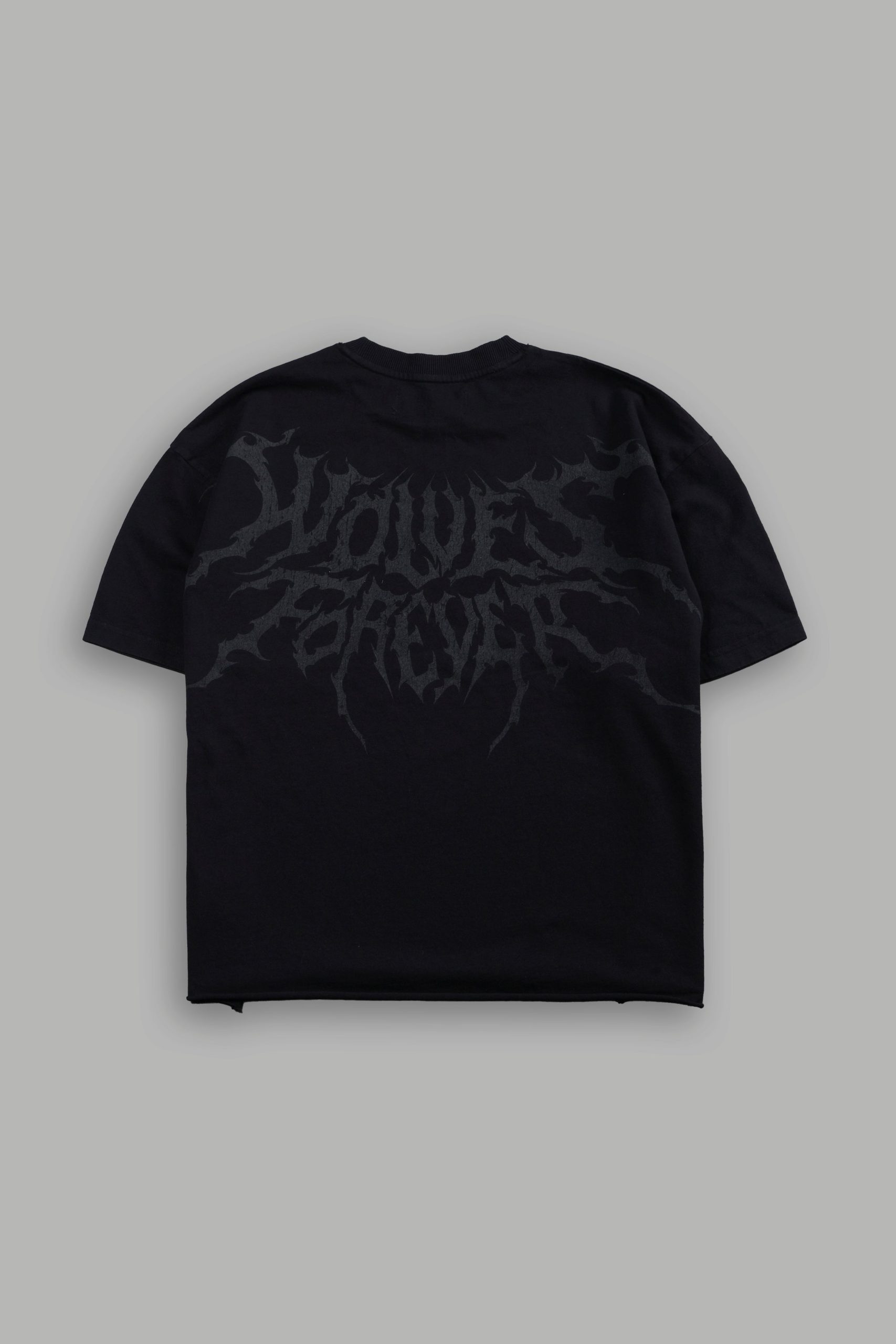 Vader Grunge Mid-Length Raw Hem Tee in Black - Image 2