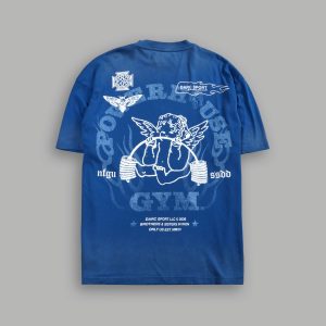 Powerhouse of the Cherub Unisex Premium Oversized Tee in Darc Cobalt Drift Wash