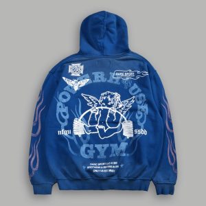 Powerhouse of the Cherub Unisex Pierce Hoodie in Darc Cobalt Drift Wash