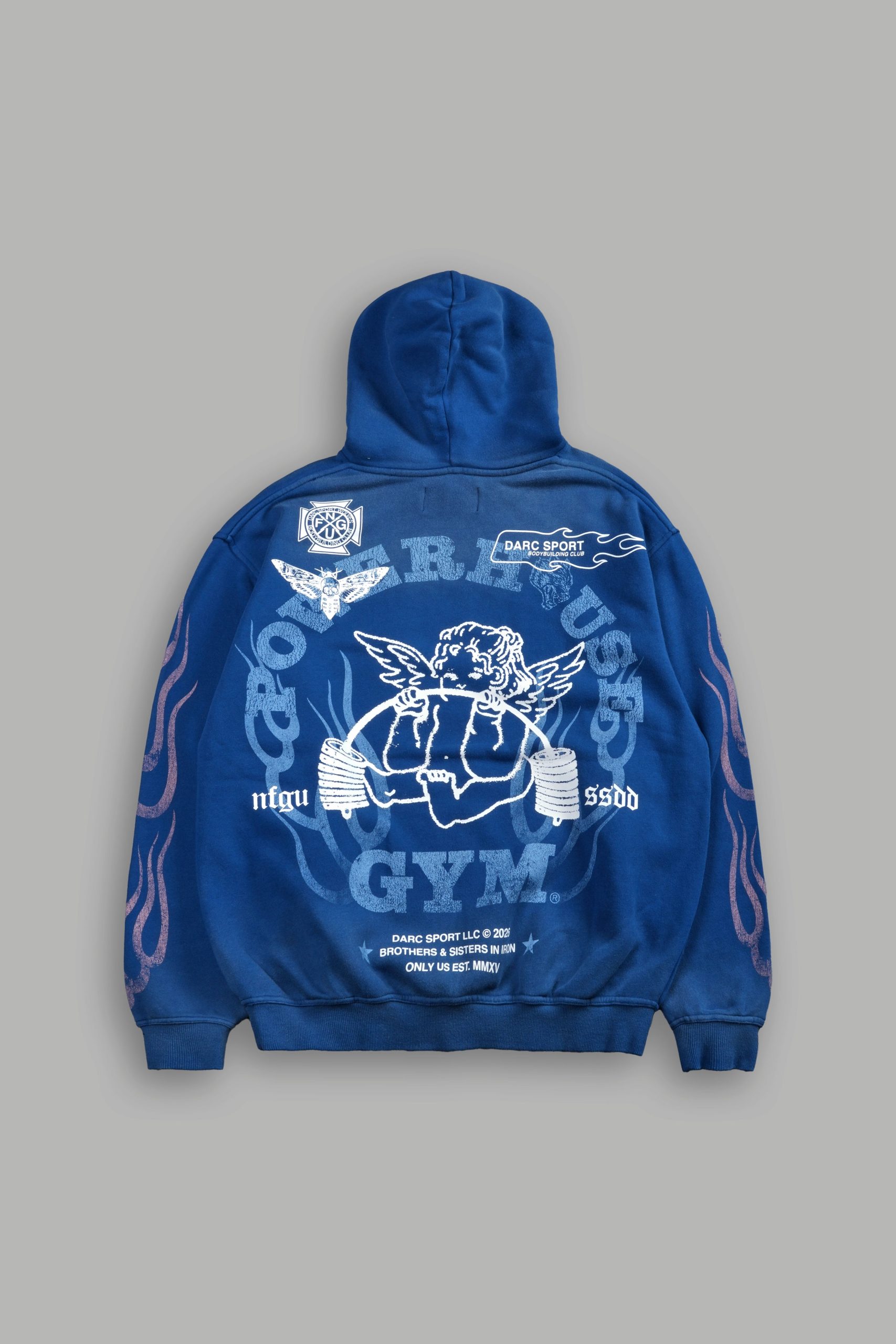 Powerhouse of the Cherub Unisex Pierce Hoodie in Darc Cobalt Drift Wash
