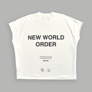 New World Order Grunge Cut-Off Tee in Cream