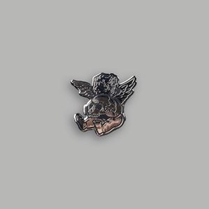Darc Cherub Enamel Pin in Silver/Black