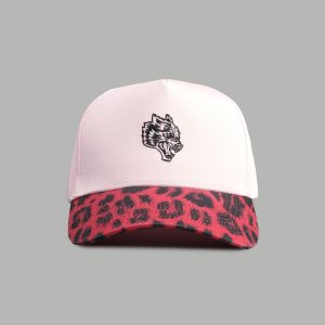 Wolf Head 5 Panel Hat in Cloud Pink/Red Leopard