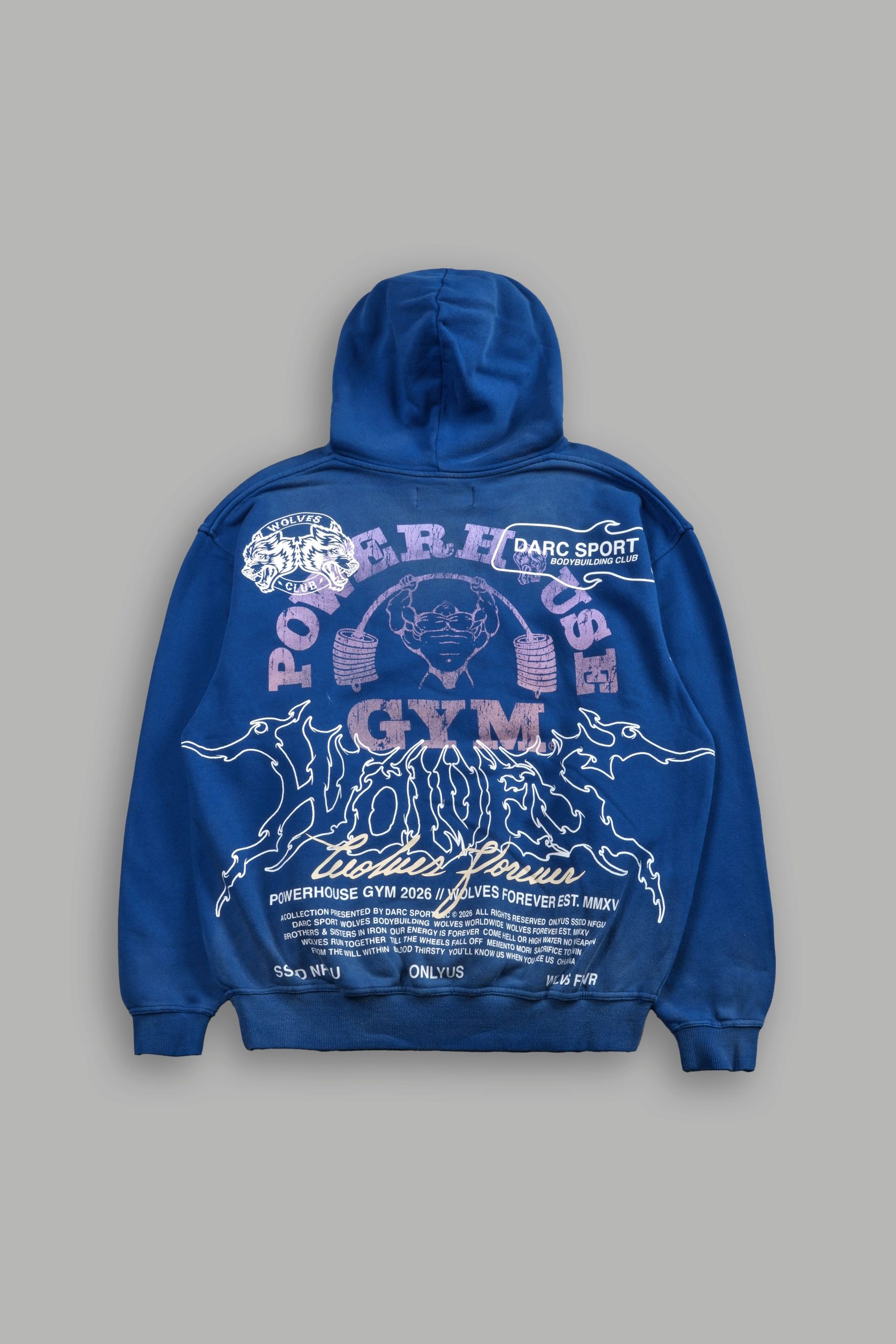 Powerhouse Hesh Pierce Hoodie in Darc Cobalt Drift Wash
