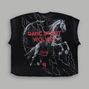 Pegasus Storm Grunge Cut-Off Tee in Black Drift Wash