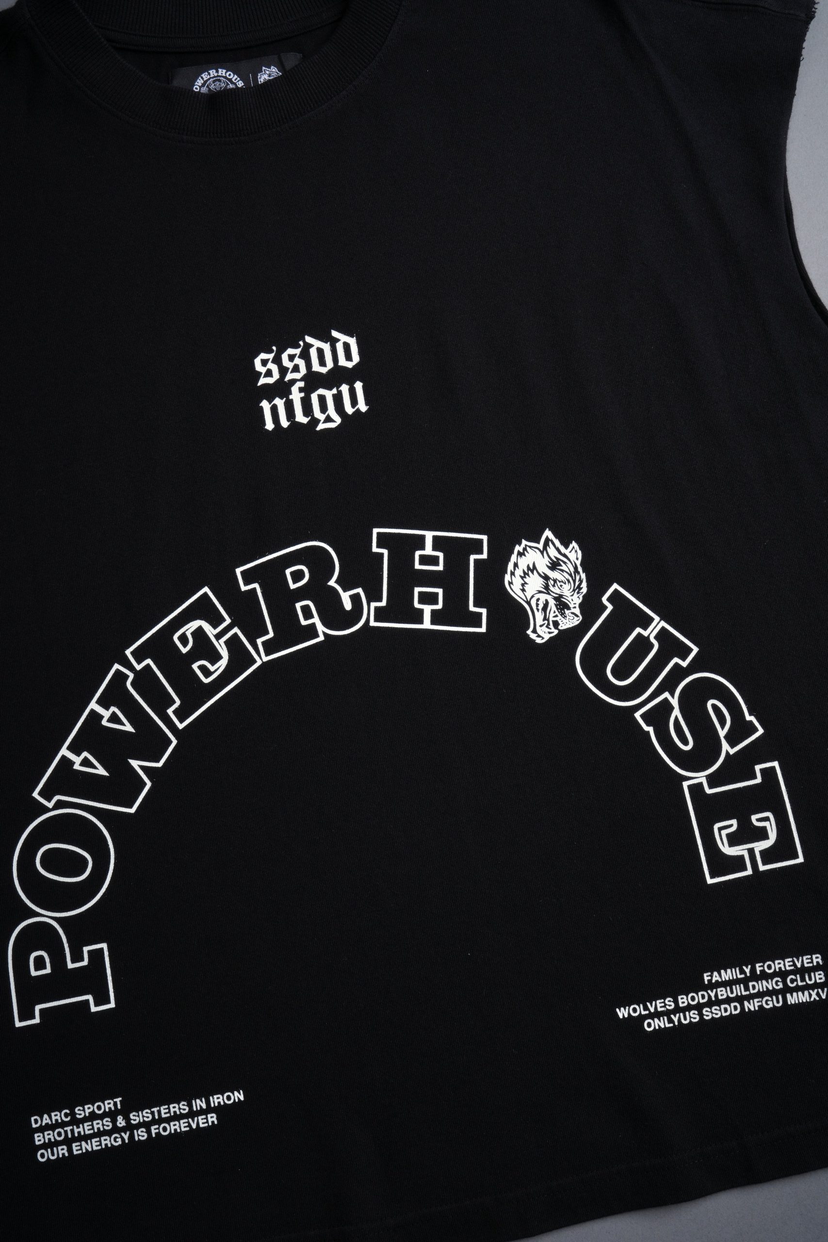 Powerhouse Wolves Premium Box Cut Muscle Tee in Black - Image 6