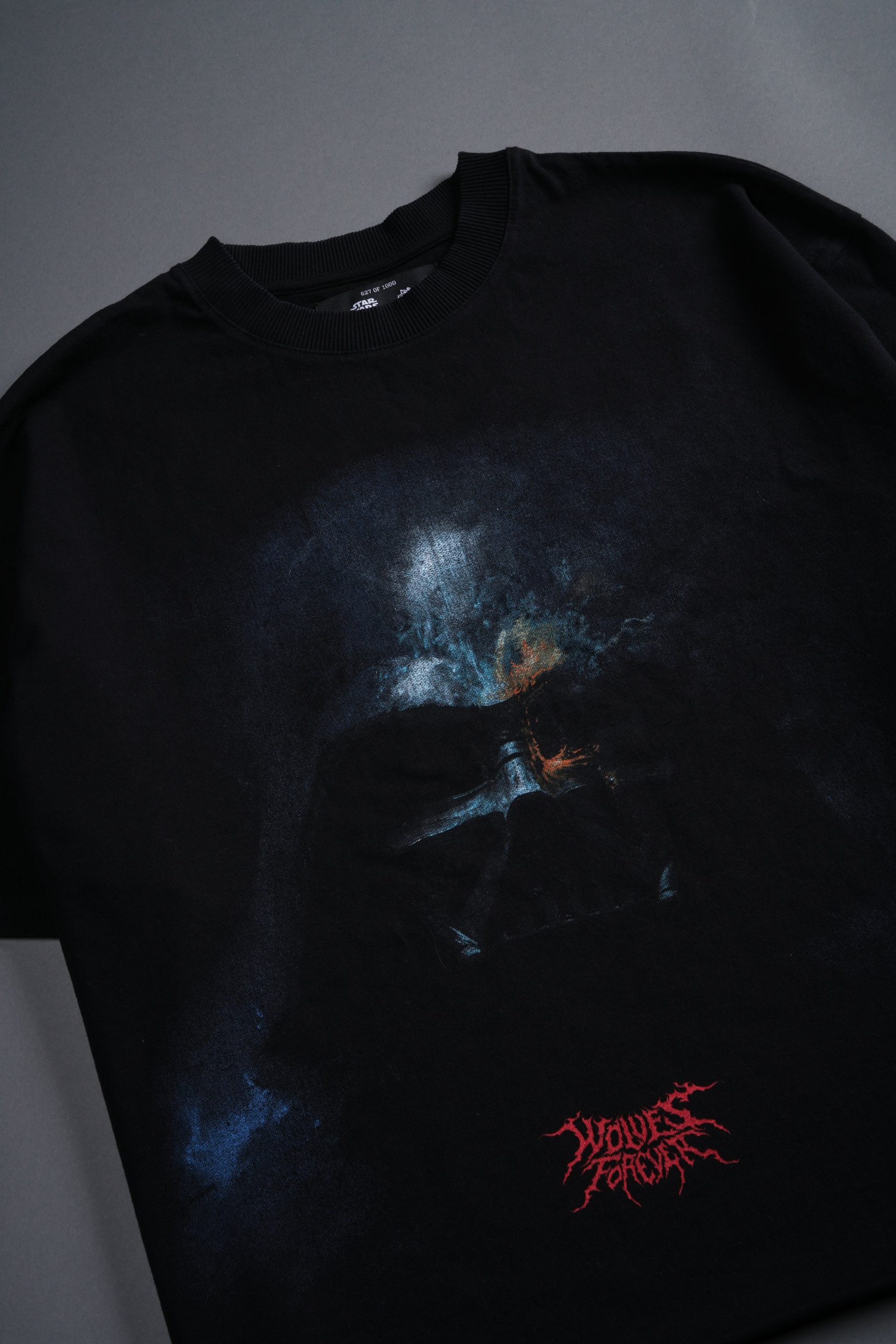 Vader Grunge Mid-Length Raw Hem Tee in Black - Image 3