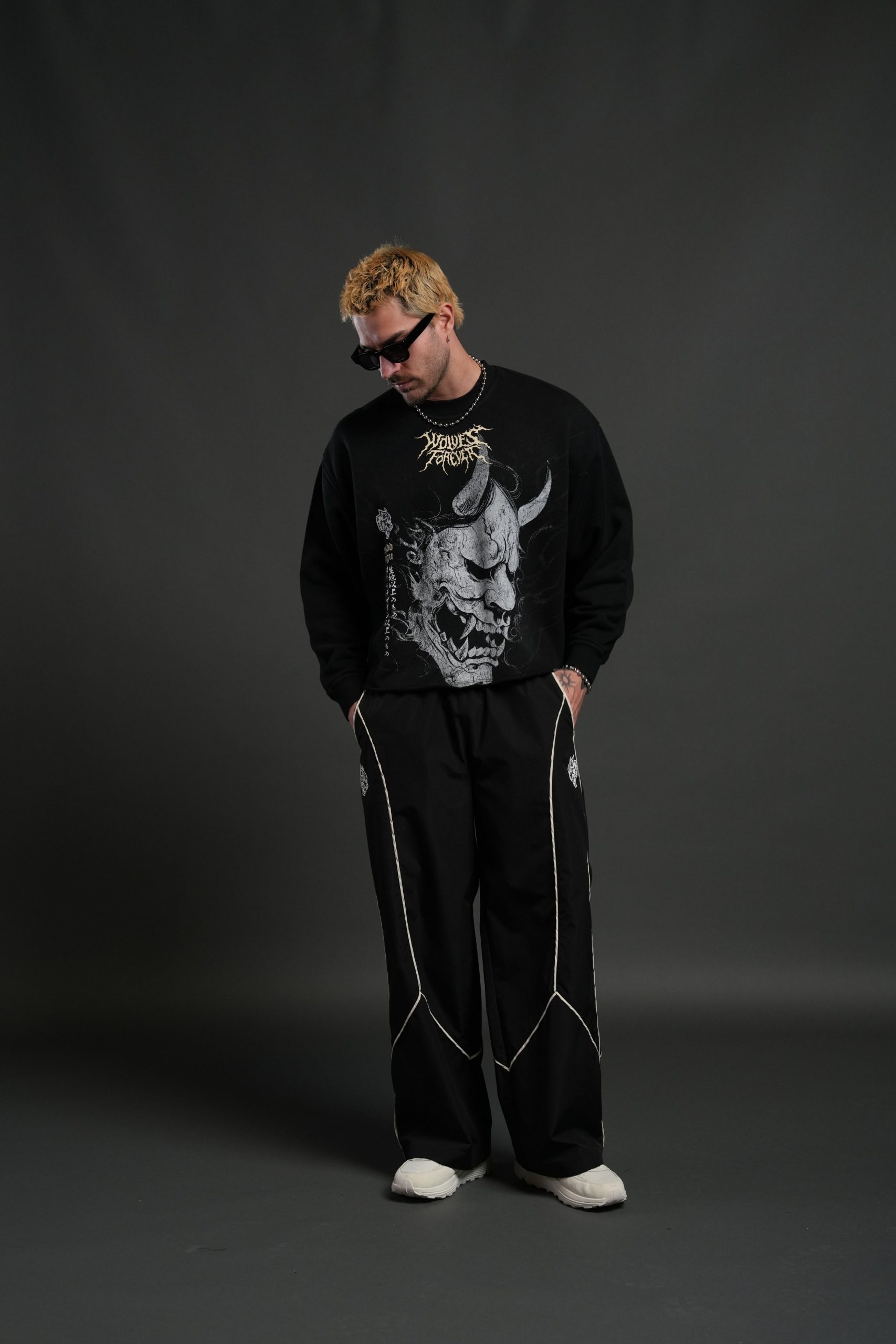 Hannya Inferno Raw Hem Box Cut Crewneck in Black Sun Fade - Image 5
