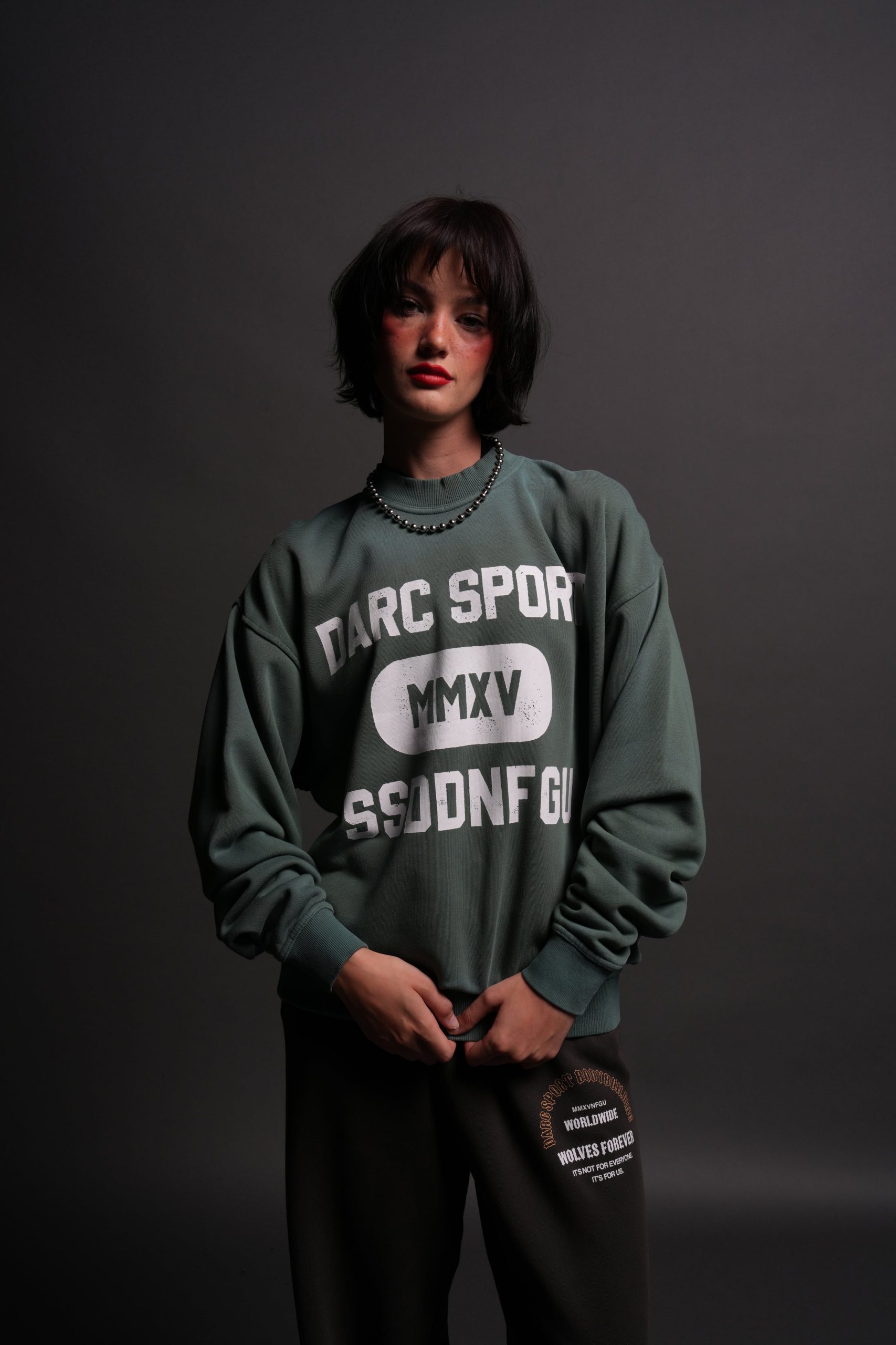Wolves Forever London Unisex Crewneck in Hunter Green Driftwash - Image 4