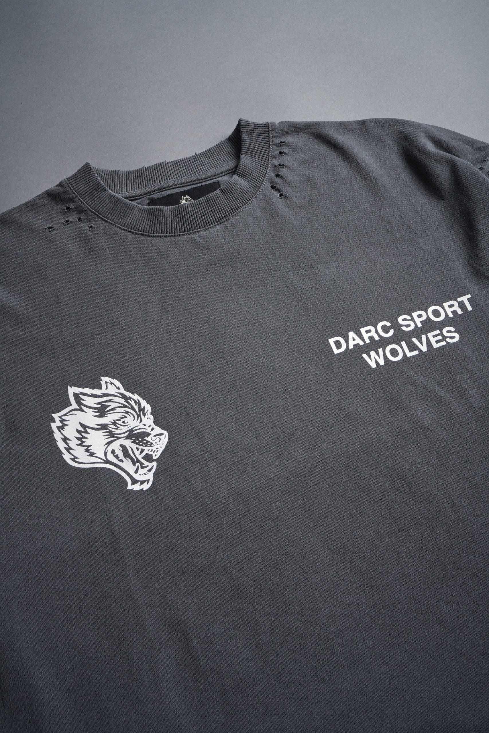 Sangrado Distressed Grunge Box Cut Tee in Slate Gray - Image 10