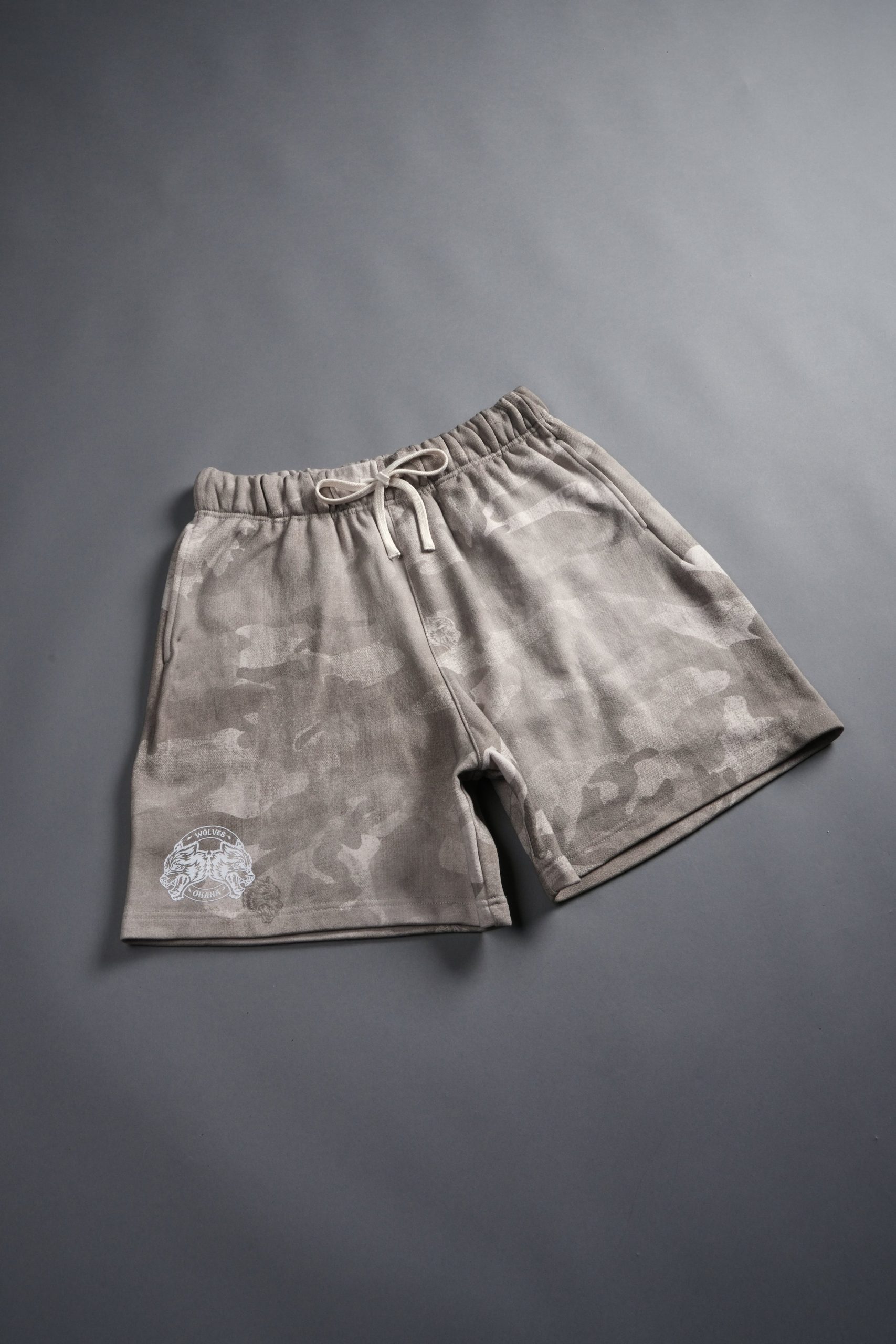 Wolves Club Post Lounge Unisex Sweat Shorts in Clay Vintage Woodland Camo - Image 14
