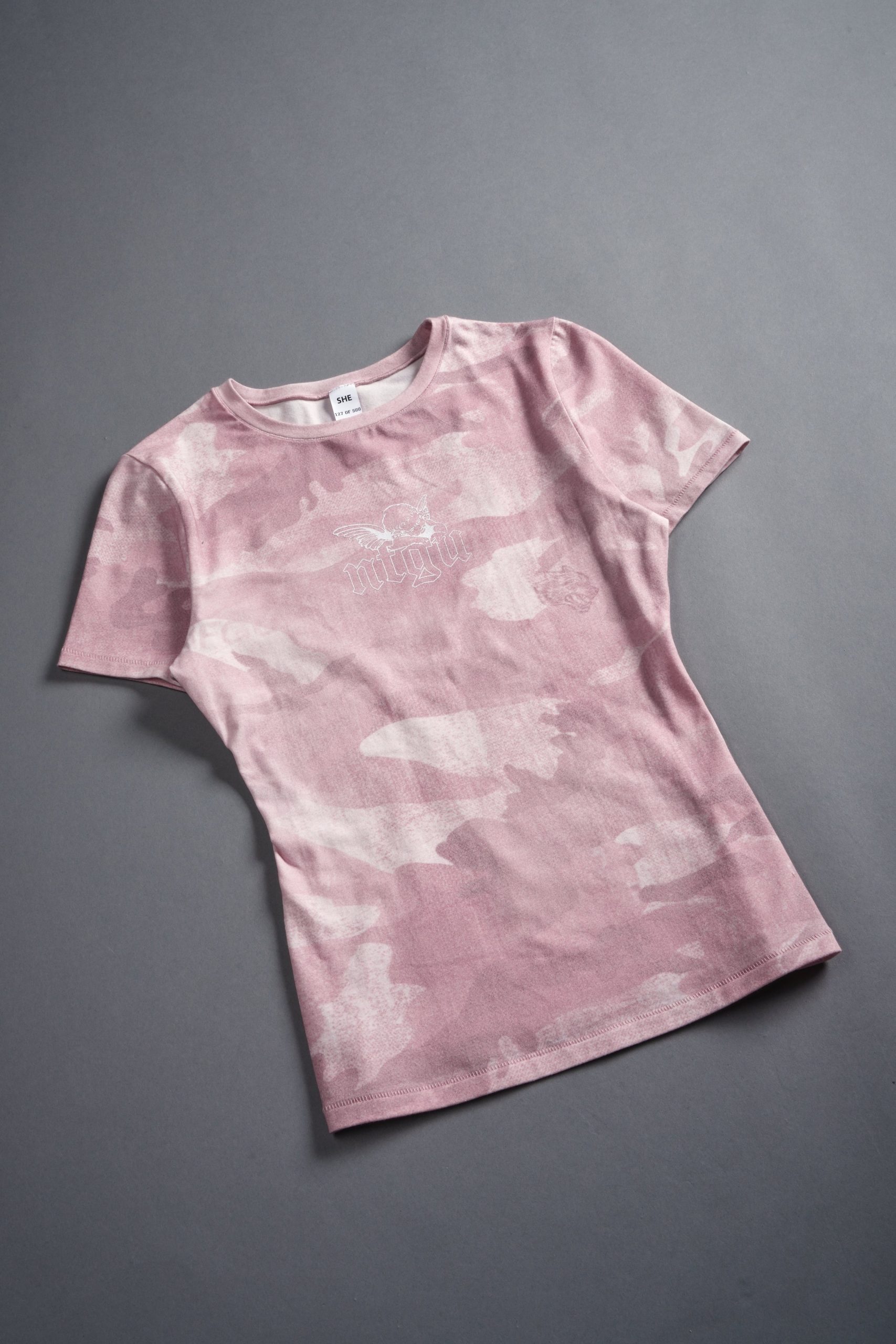 Cherub NFGU Eden S/S Tee in Blush Vintage Woodland Camo - Image 3