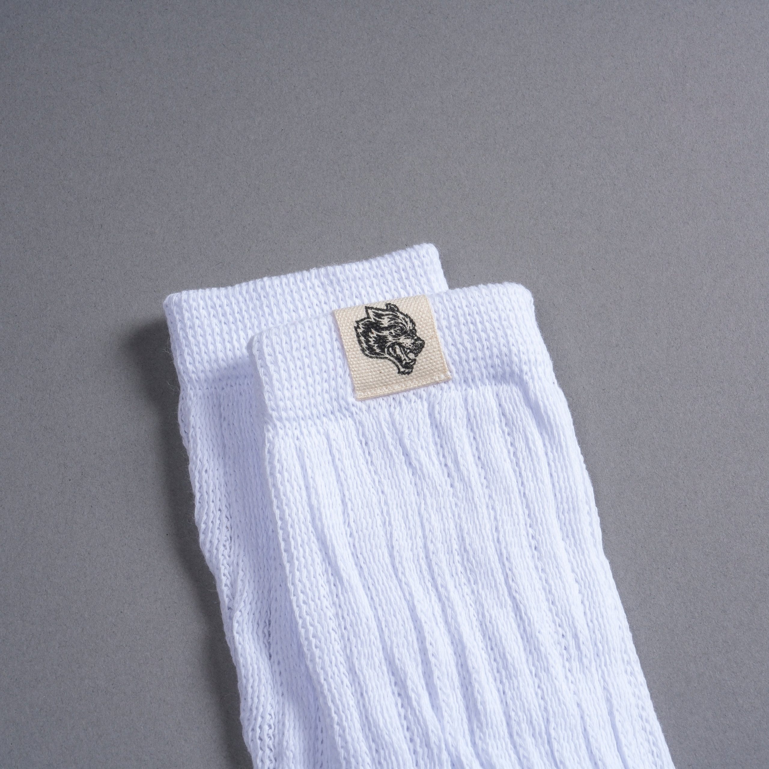 Wolf Patch V2 Comfy Socks in White - Image 2
