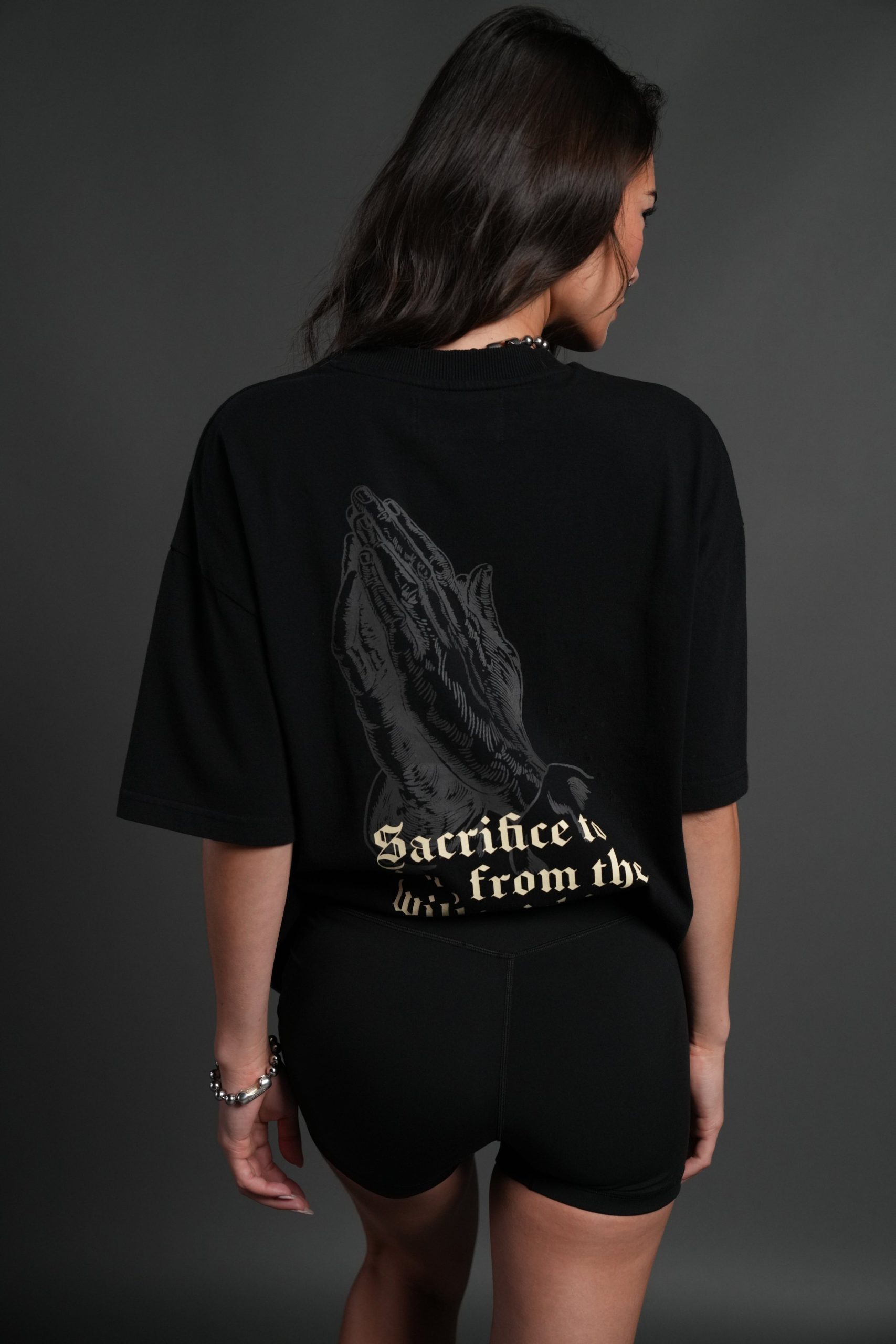 Big Bodybuilding Saved My Life Grunge Mid-Length Raw Hem Tee in Black - Image 6