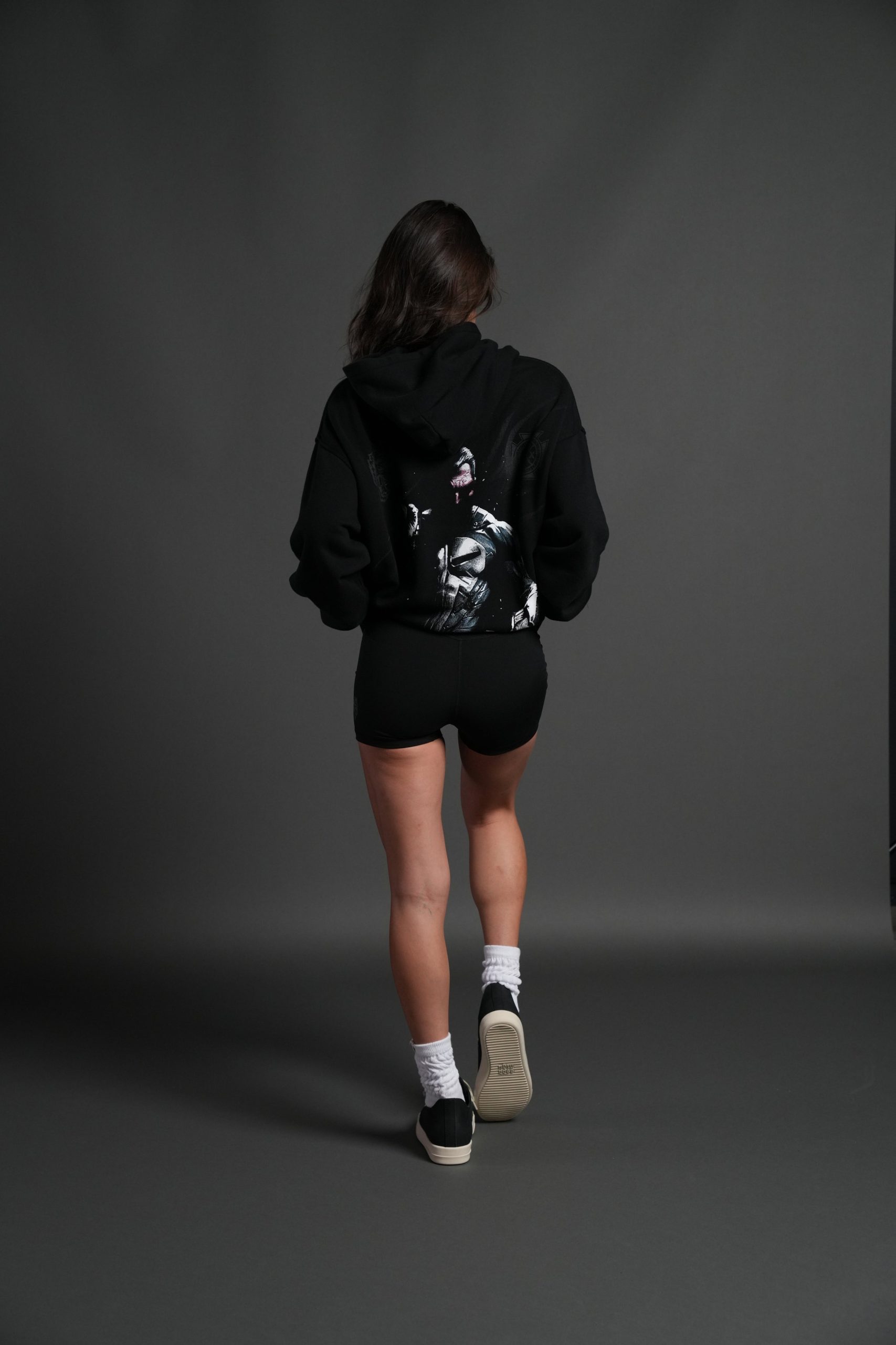 Punisher Box Cut Pierce Hoodie in Black - Image 6