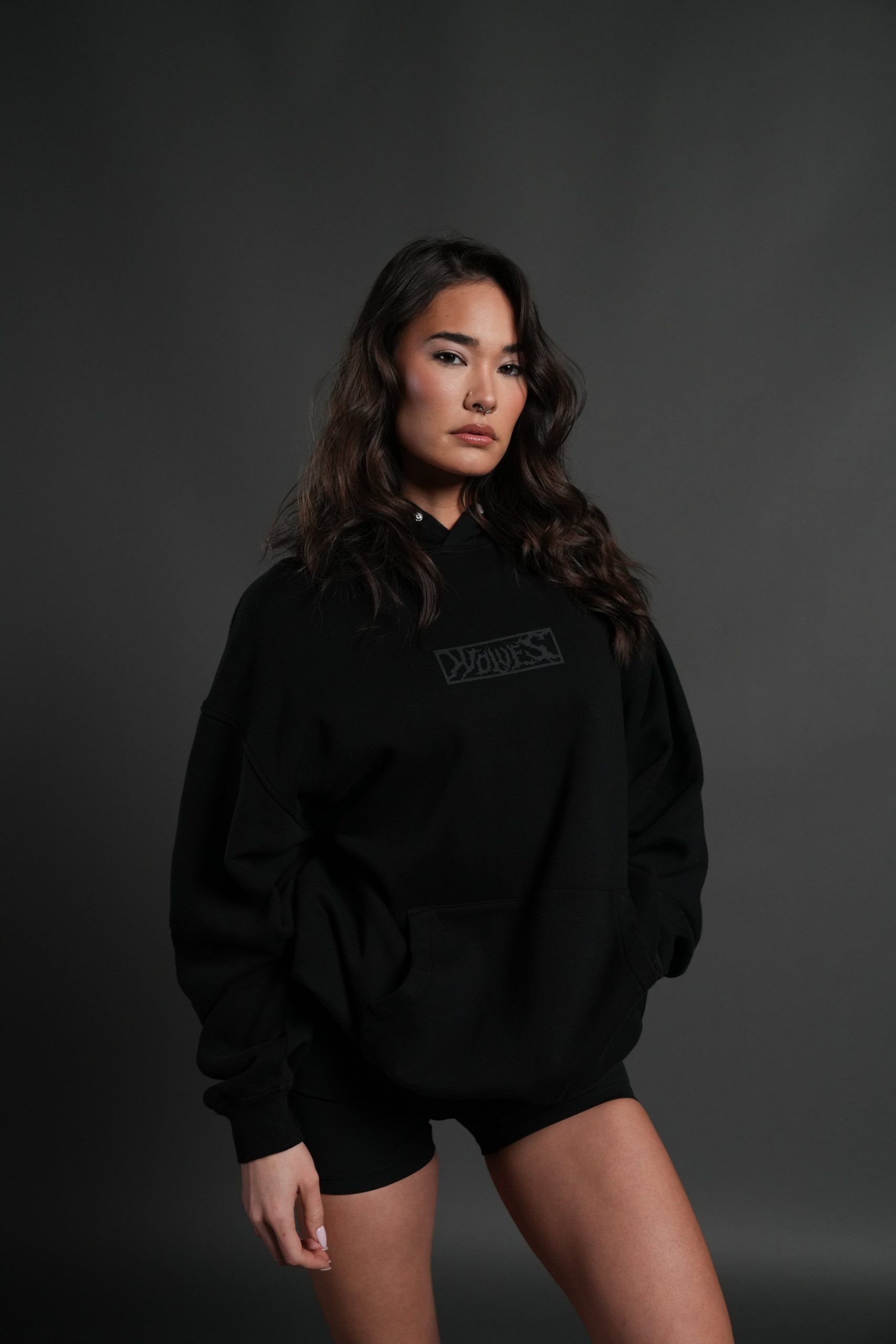 Punisher Box Cut Pierce Hoodie in Black - Image 2