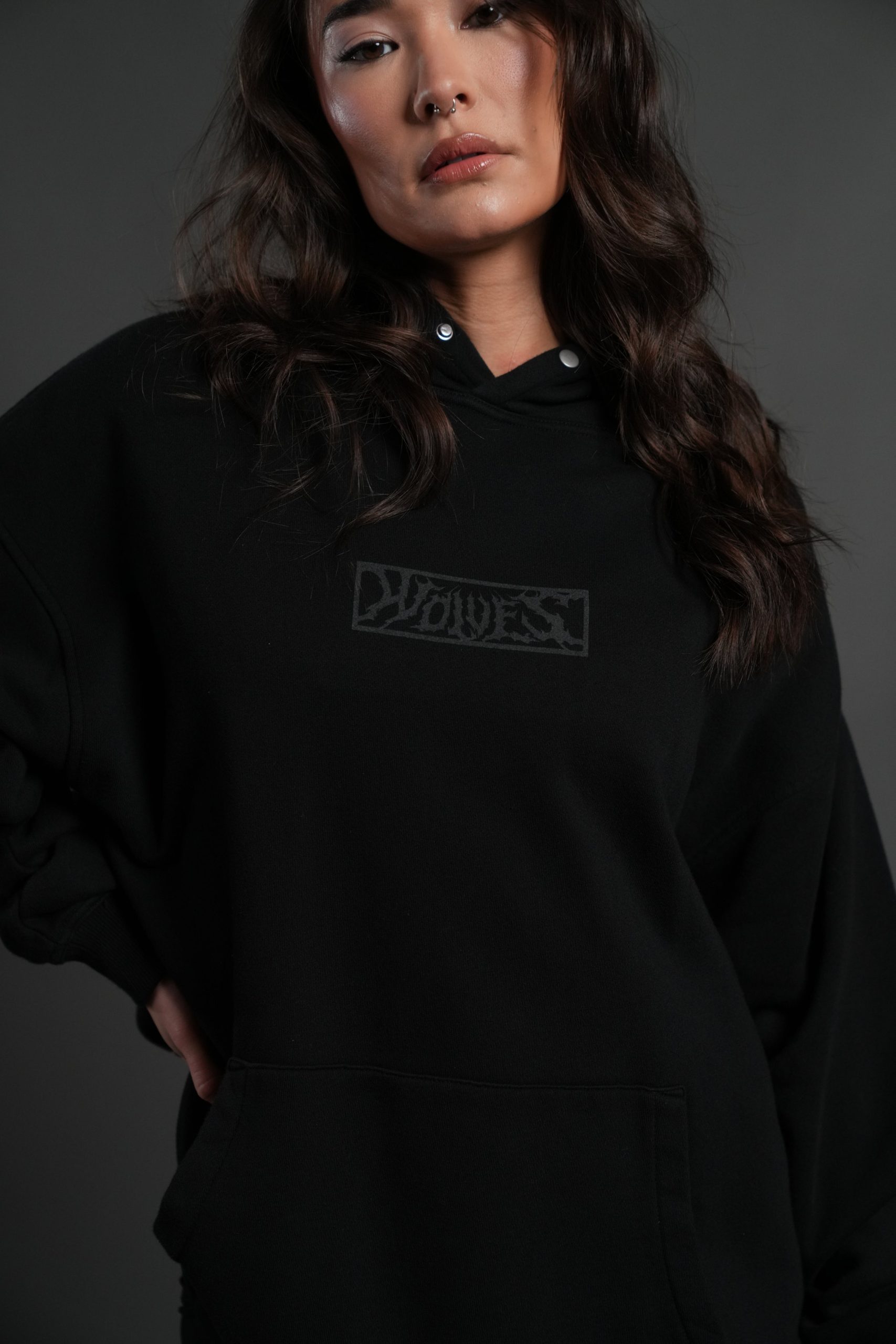 Punisher Box Cut Pierce Hoodie in Black - Image 10