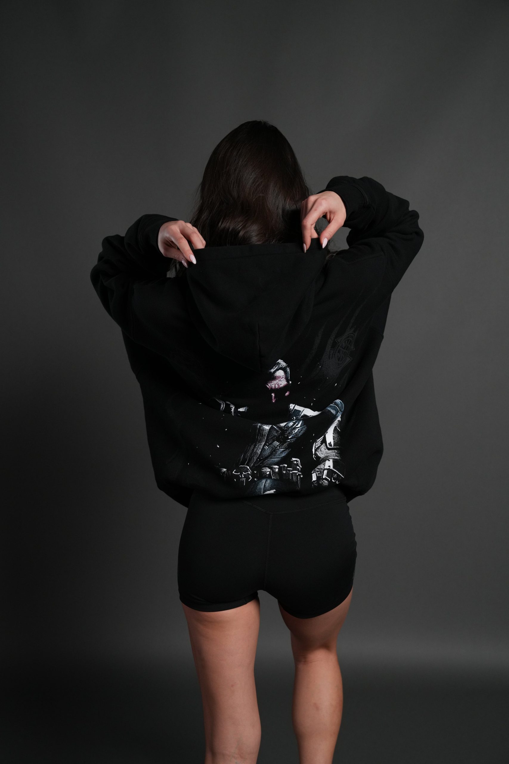 Punisher Box Cut Pierce Hoodie in Black - Image 4