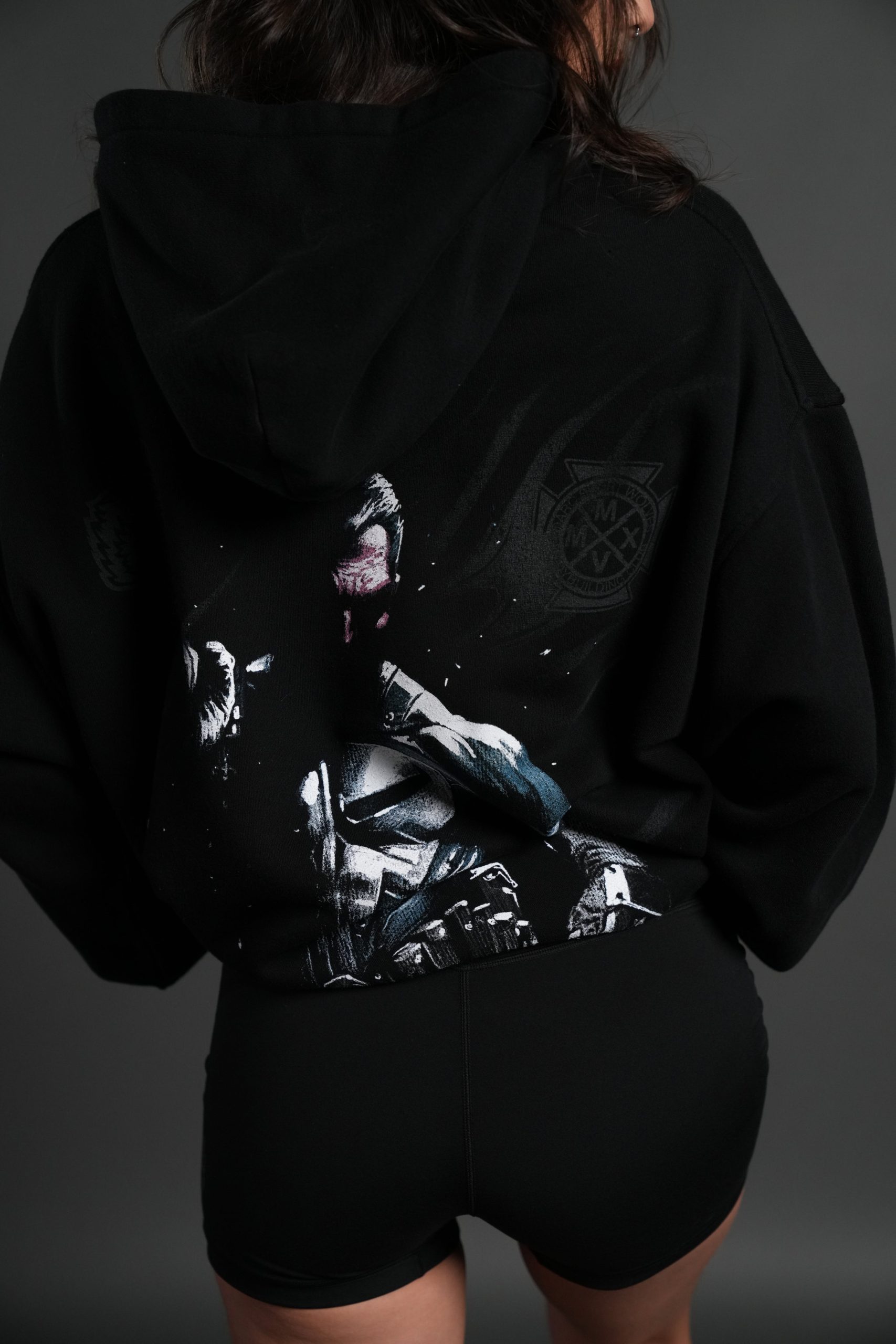 Punisher Box Cut Pierce Hoodie in Black - Image 11