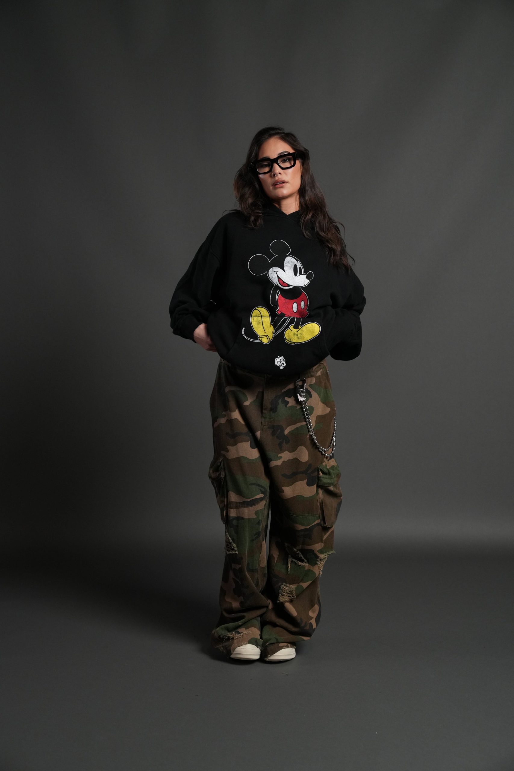 Mickey Mouse Pierce Hoodie in Black - Image 9