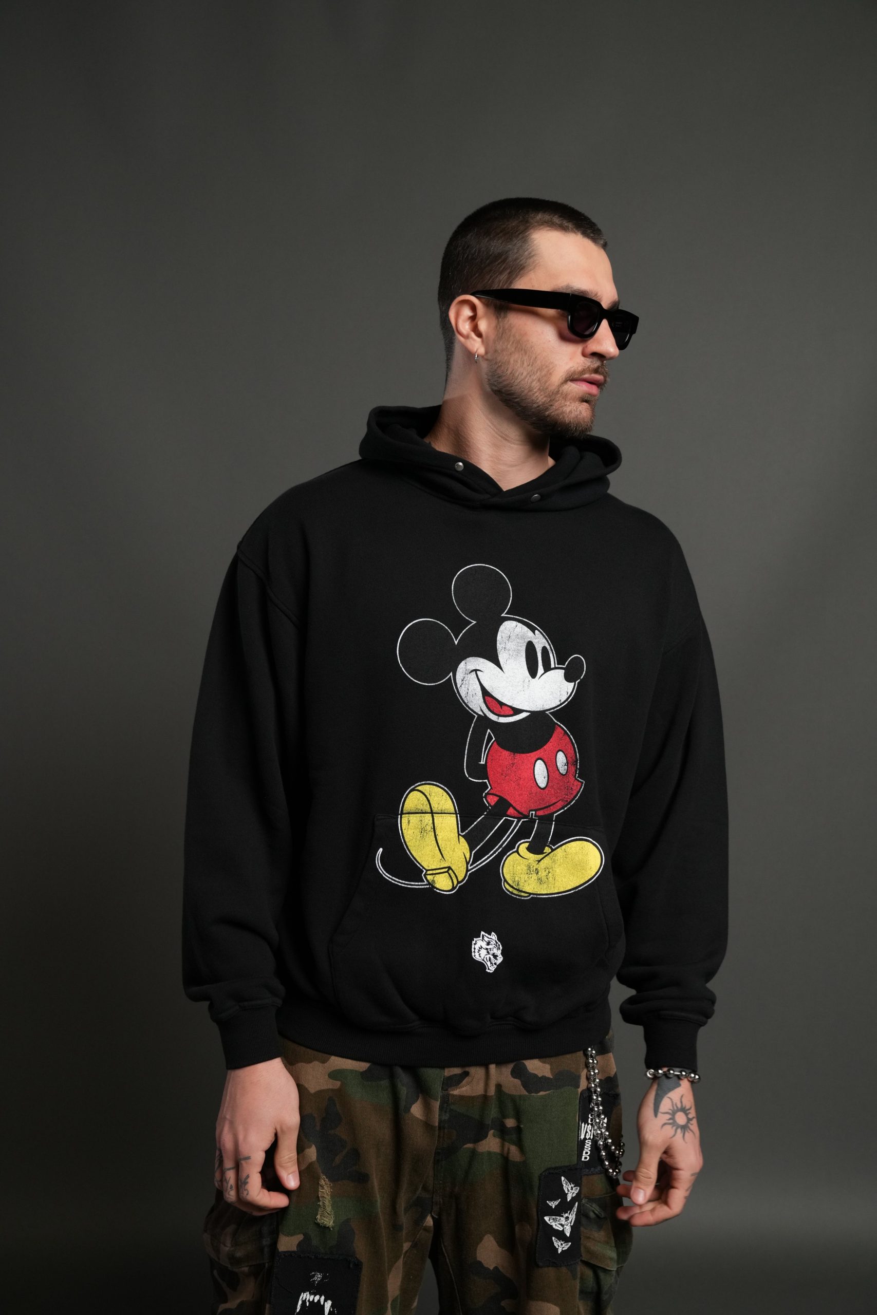 Mickey Mouse Pierce Hoodie in Black - Image 4