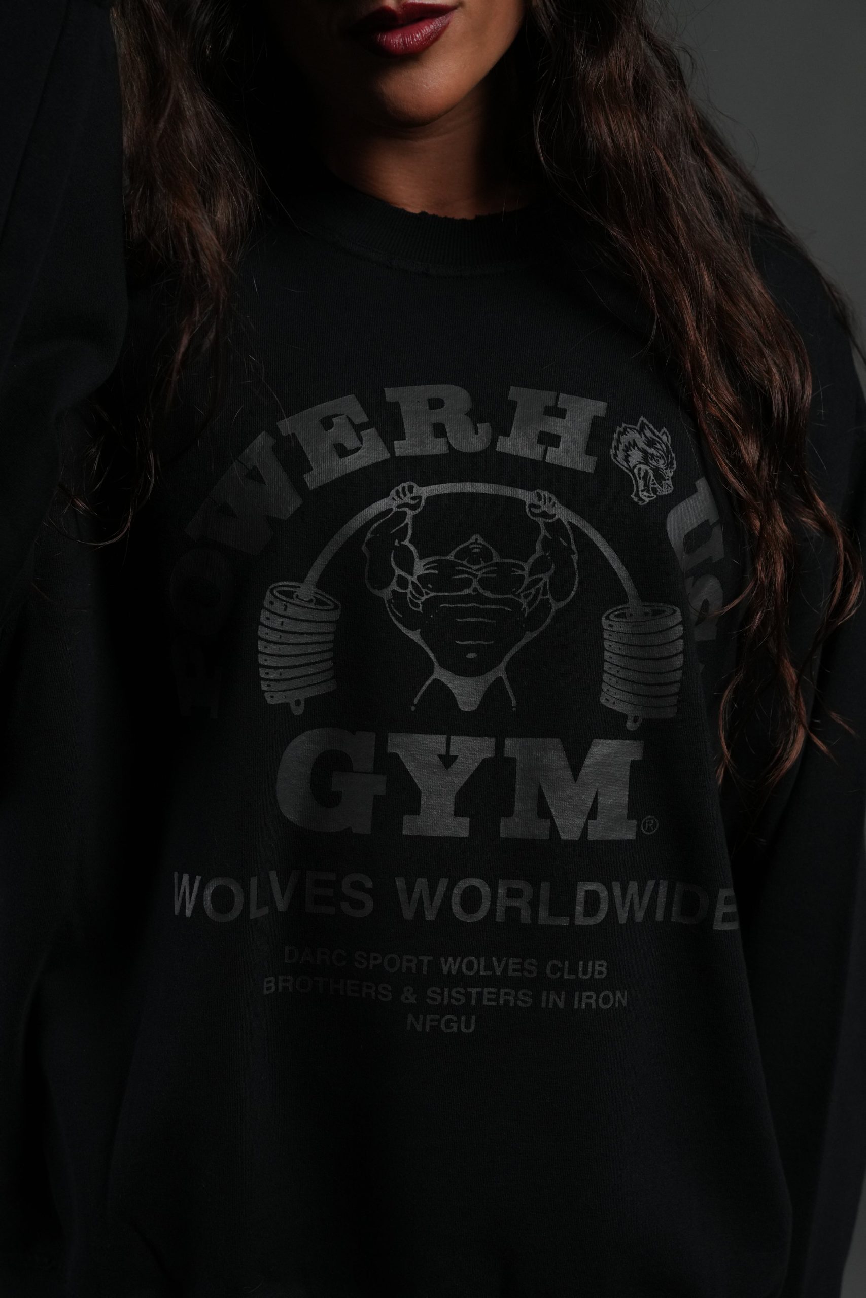 Powerhouse of the Wolves Destroyed Oversized London Crewneck in Black - Image 12