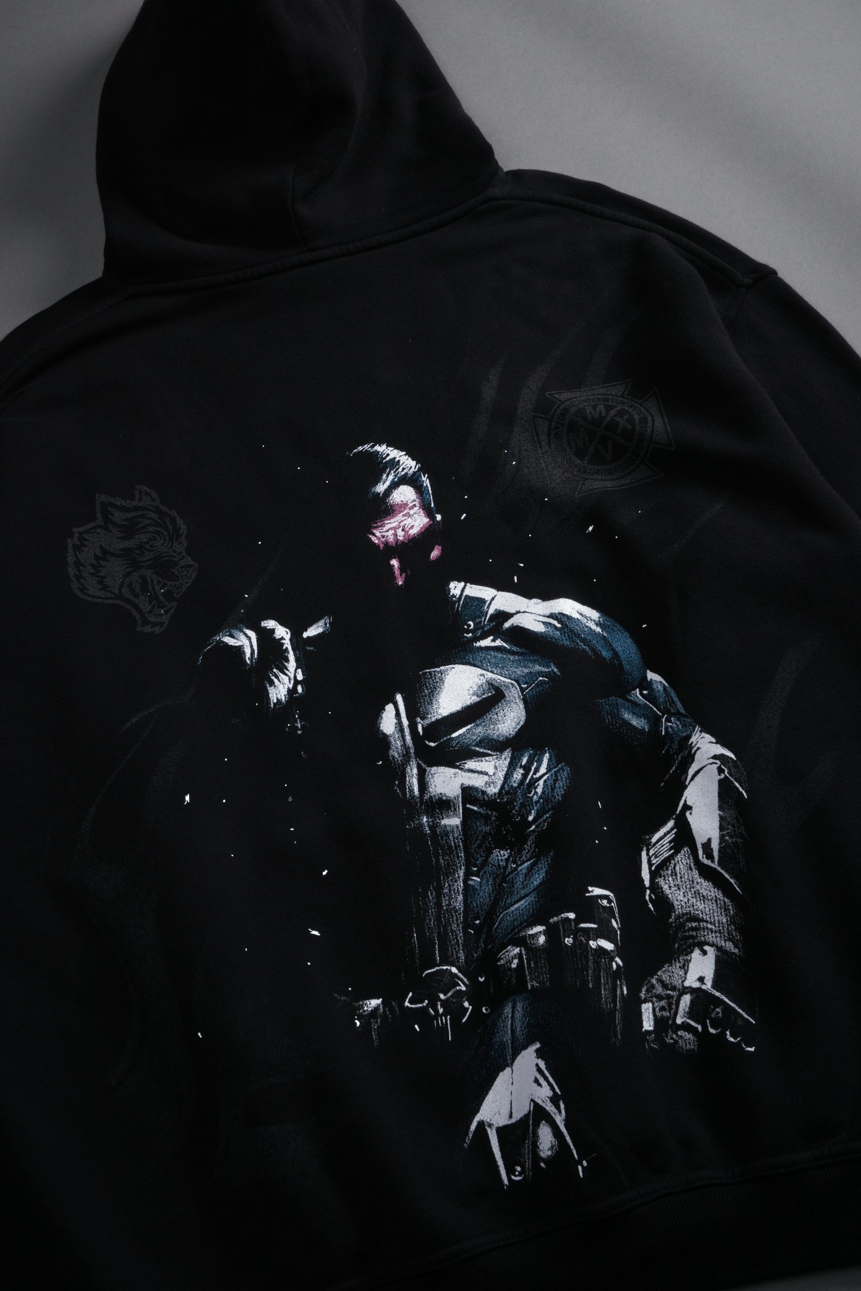 Punisher Box Cut Pierce Hoodie in Black - Image 9