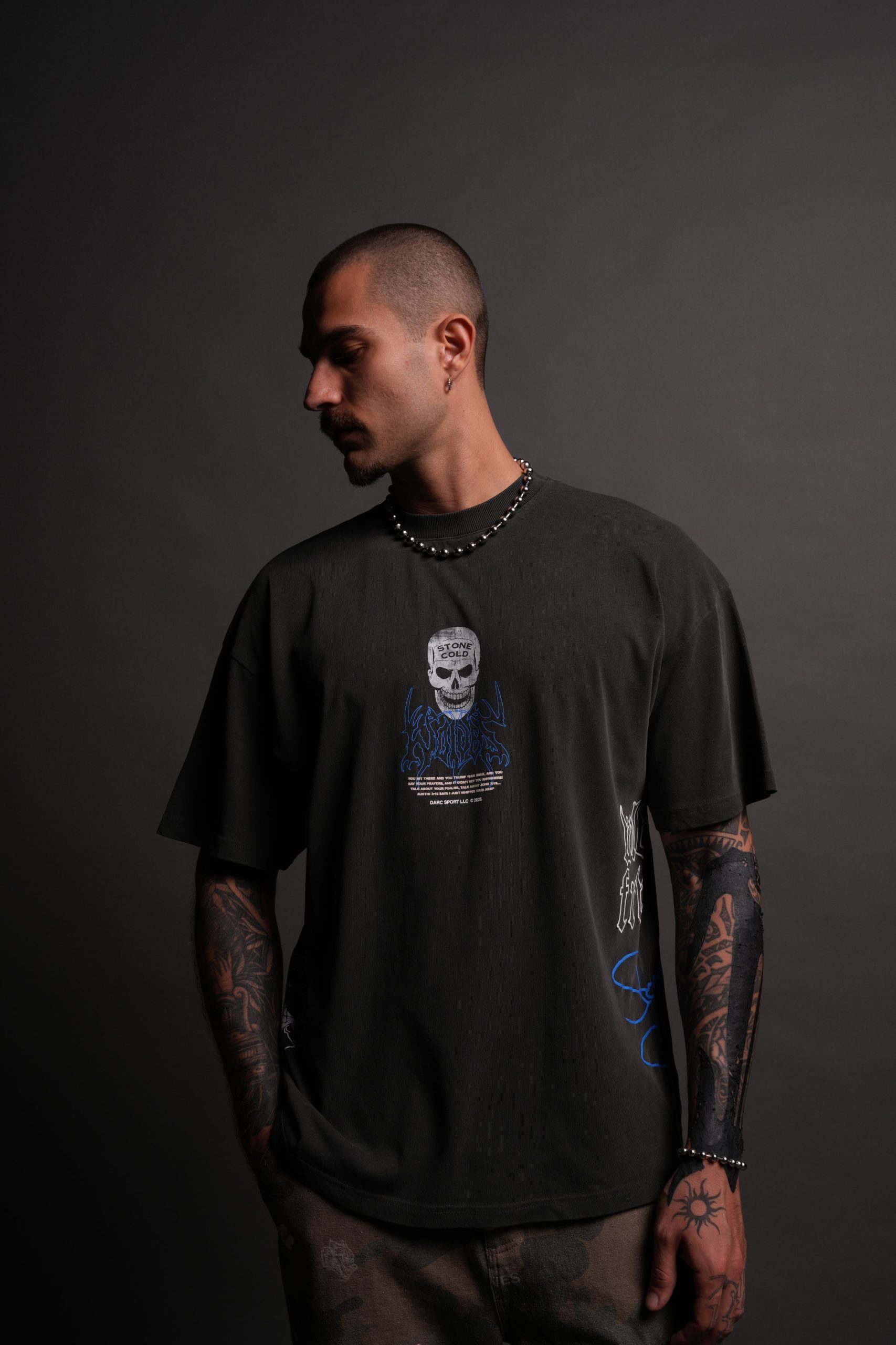 Austin 3:16 Premium Oversized Tee in Wolf Gray - Image 2