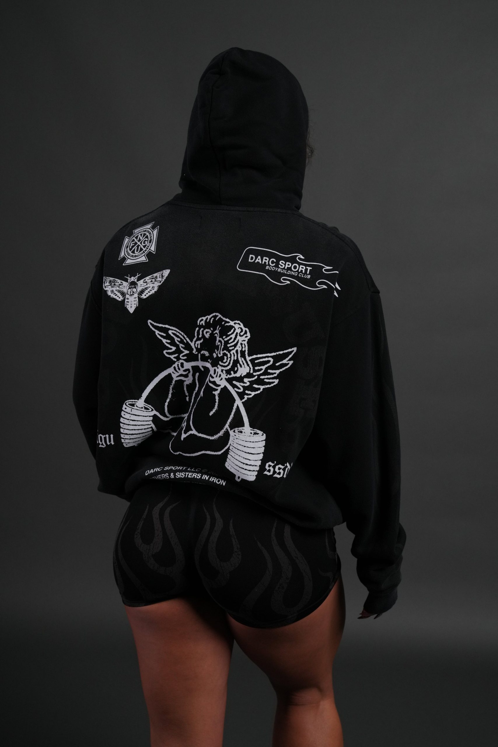 Powerhouse of the Cherub Unisex Pierce Hoodie in Black Drift Wash - Image 12