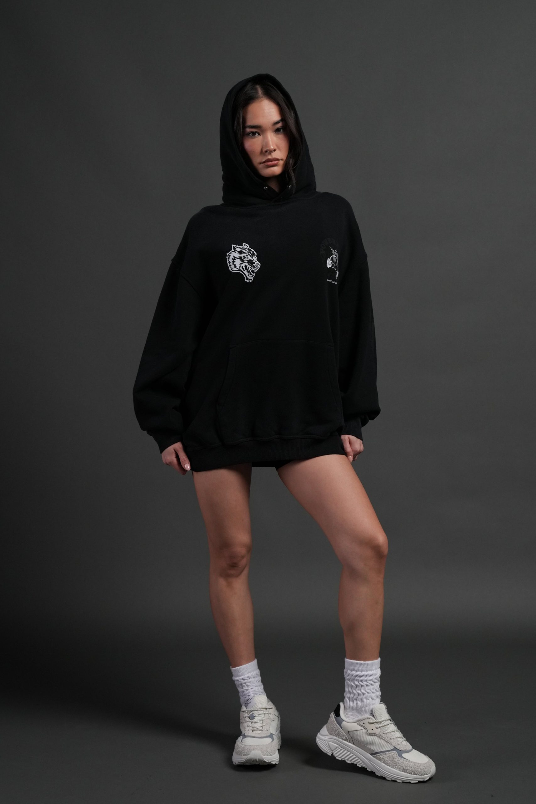 Powerhouse of the Cherub Unisex Pierce Hoodie in Black Drift Wash - Image 13