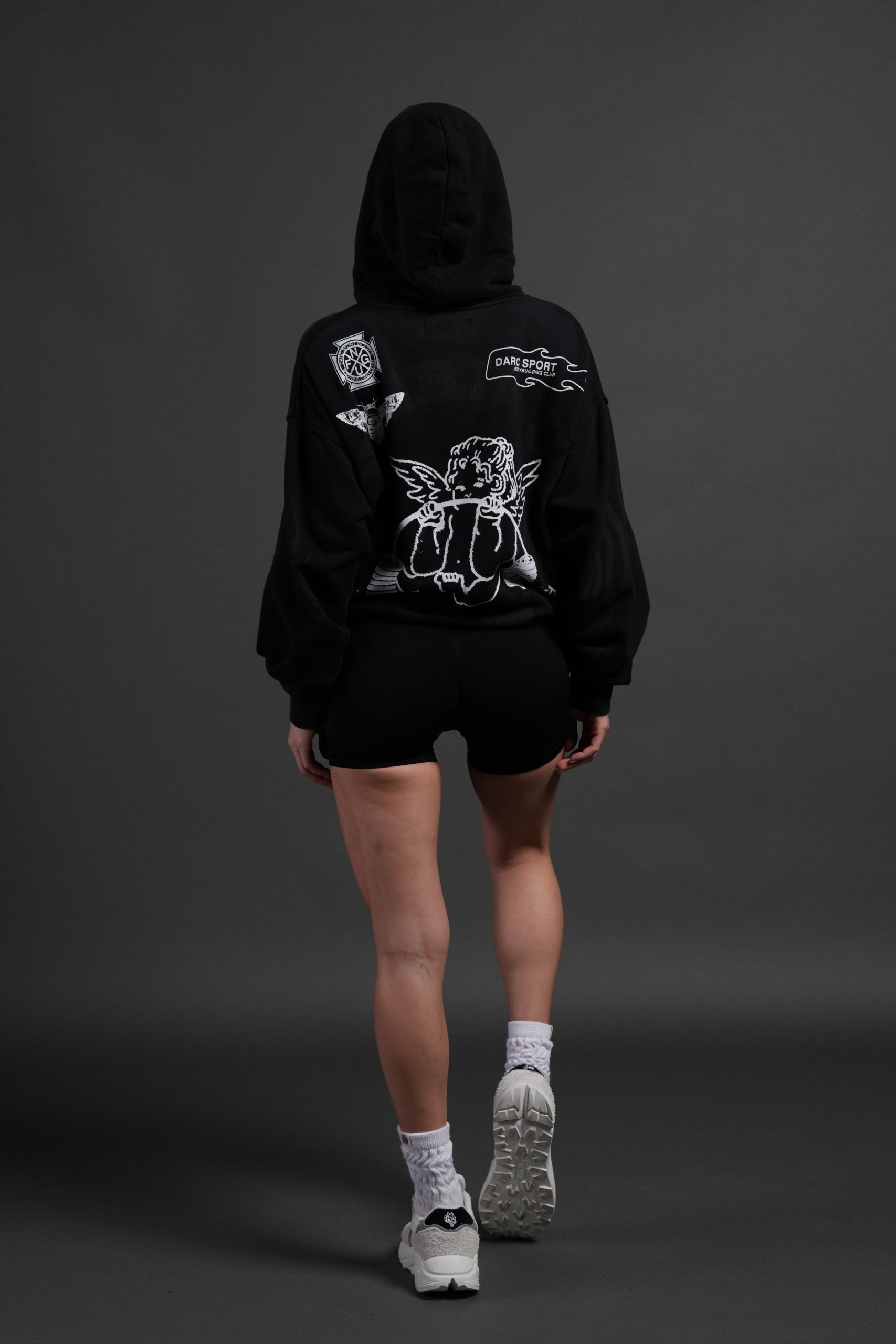 Powerhouse of the Cherub Unisex Pierce Hoodie in Black Drift Wash - Image 14