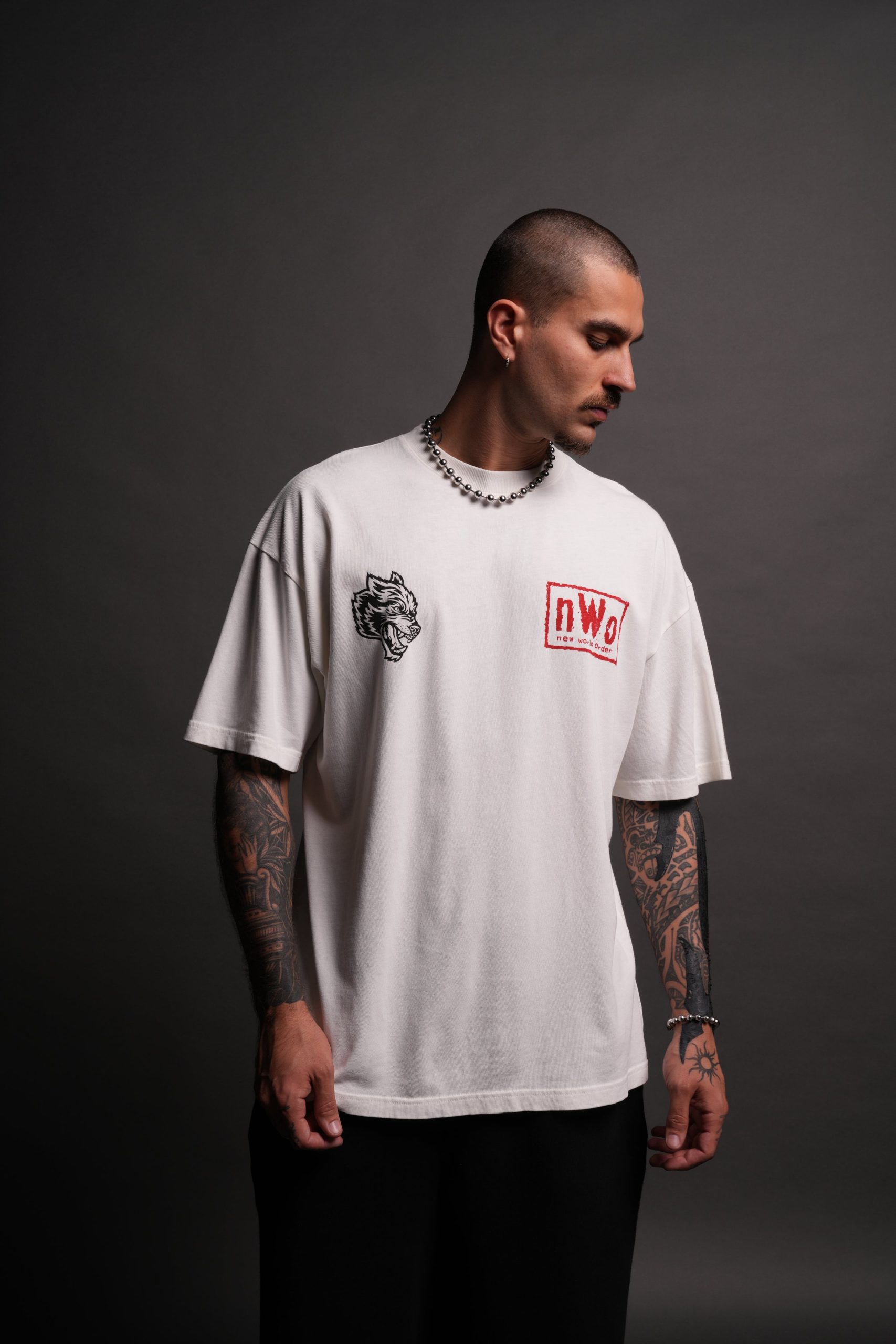 NWO Premium Oversized Tee in Cream - Image 2