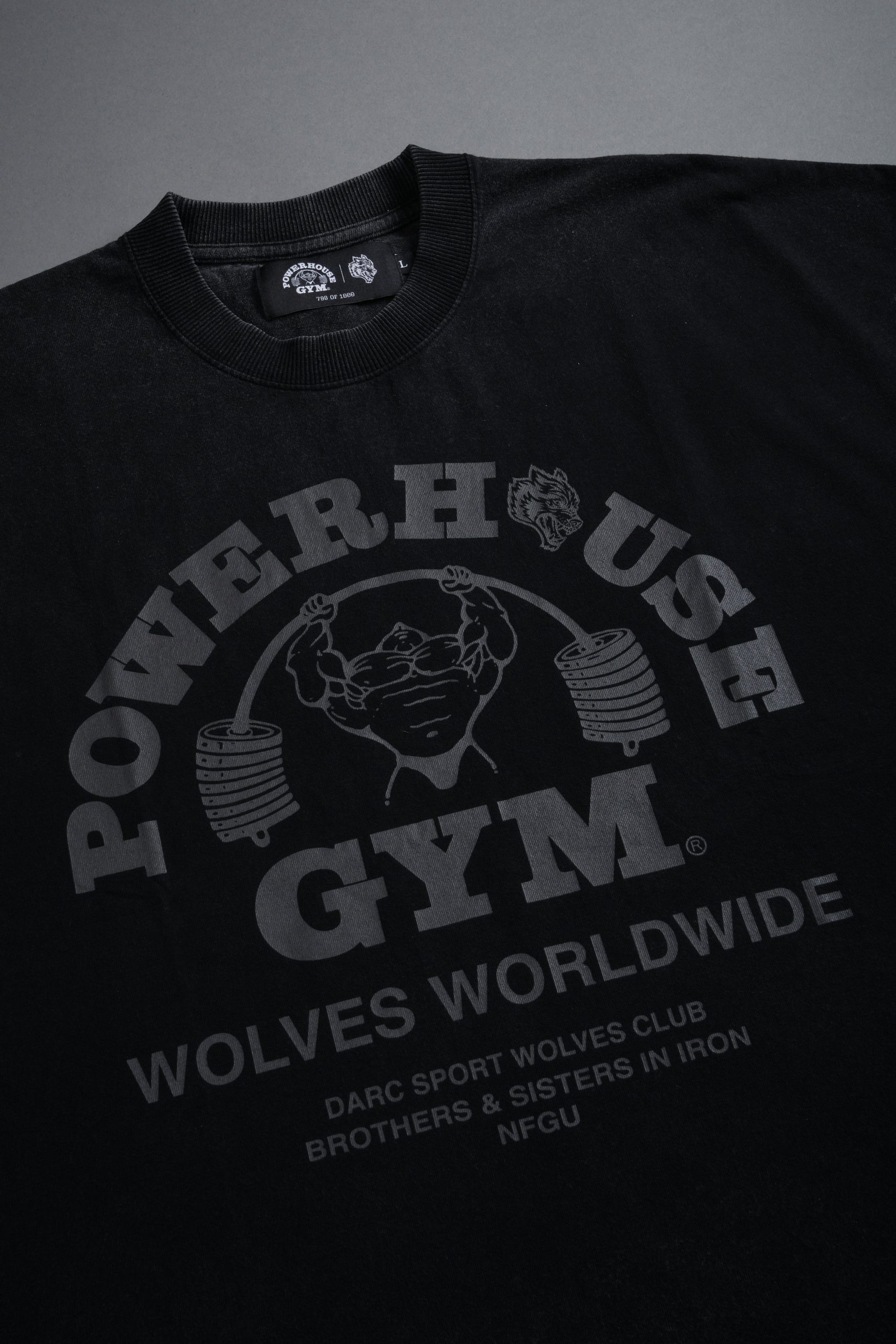 Powerhouse of the Wolves Grunge Cut-Off Tee in Black - Image 10