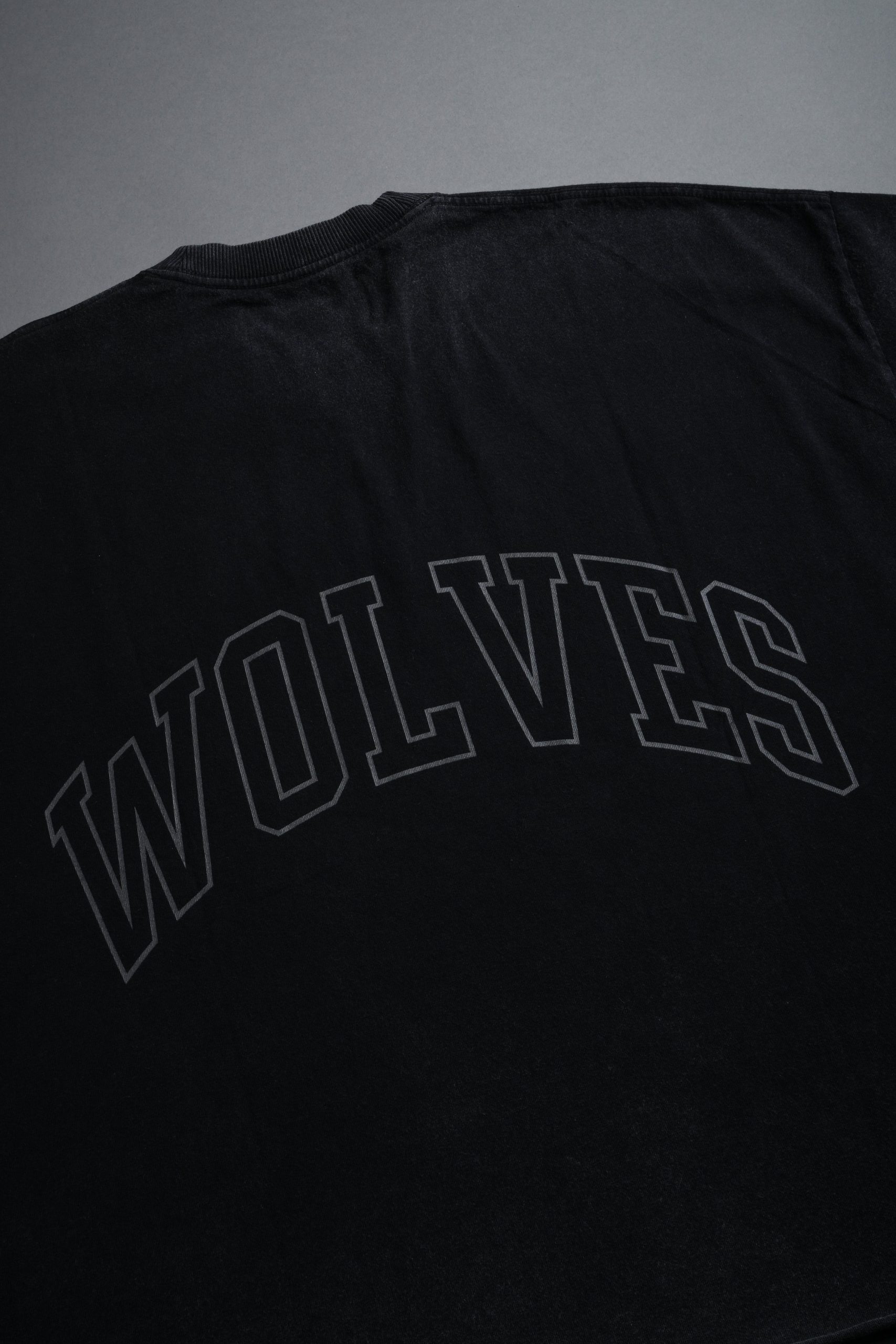 Powerhouse of the Wolves Grunge Cut-Off Tee in Black - Image 11