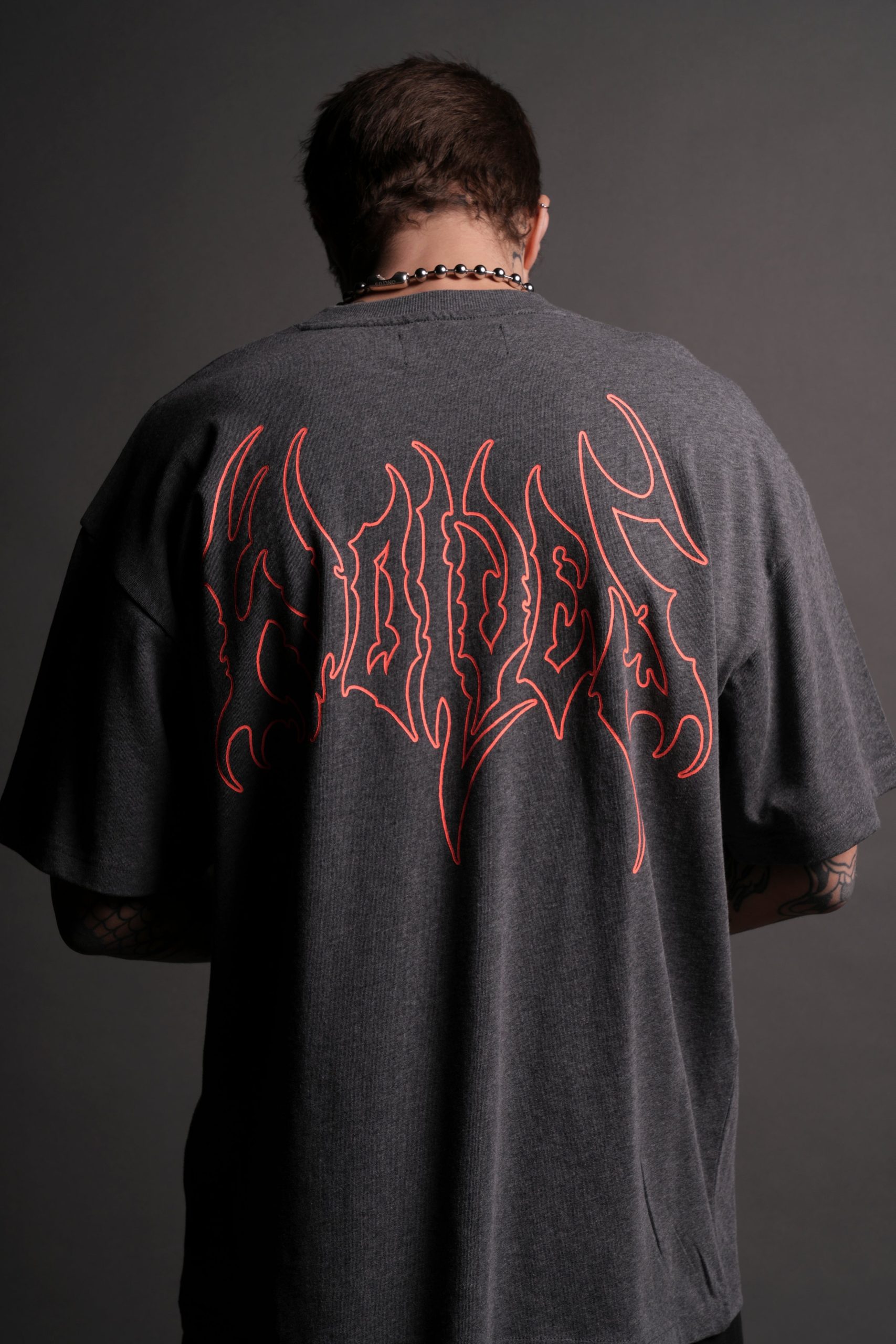 Iron Flame Premium Oversized Tee in Darc Heather Gray - Image 9