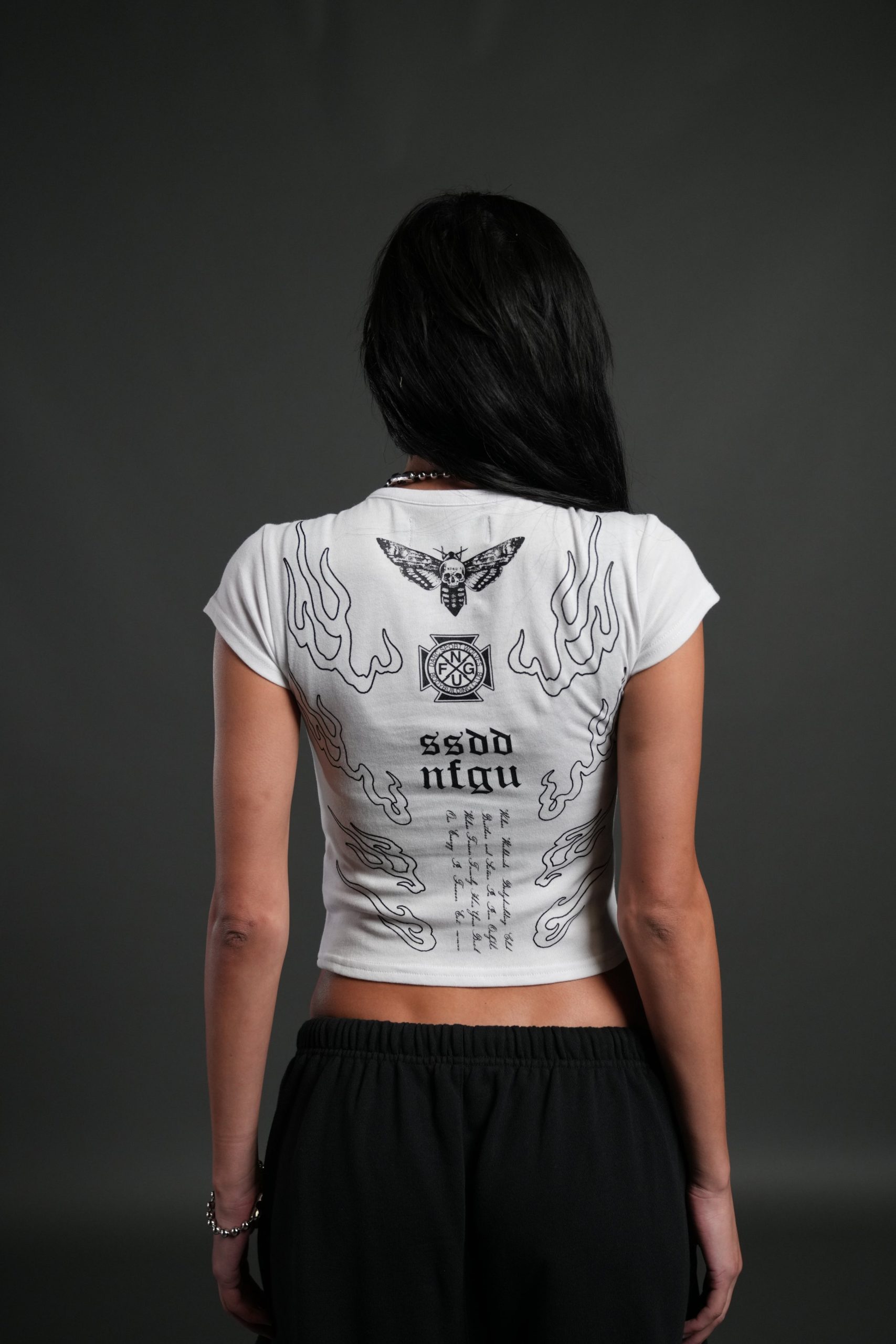 Moth Flames V2 Baby Tee in White - Image 2