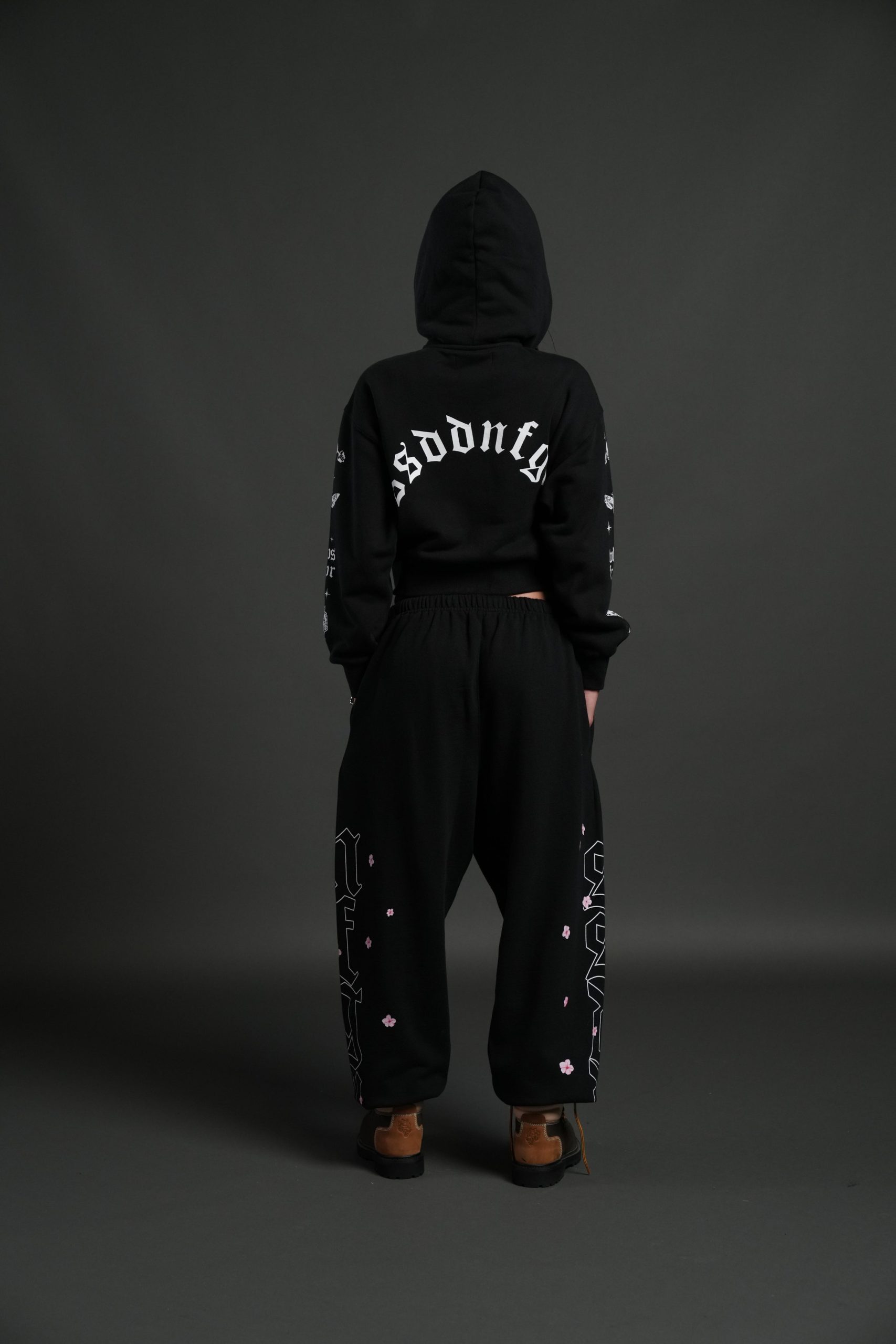 FRVR in the Stars Sage Cropped Zip Hoodie in Black - Image 4