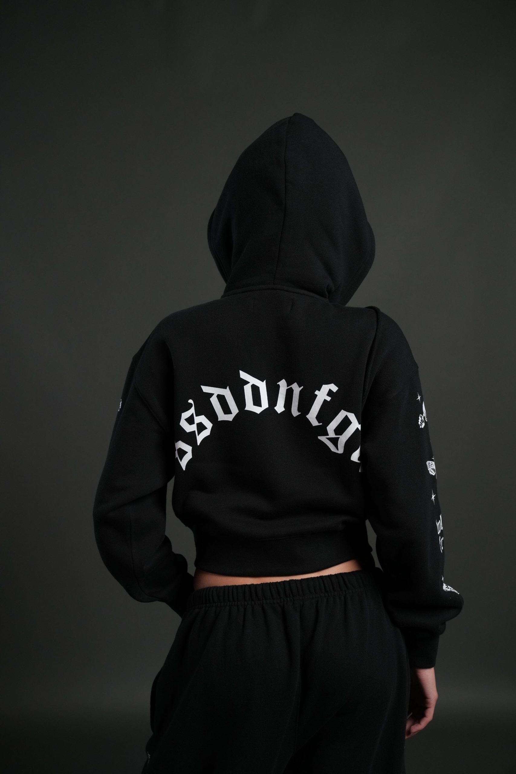 FRVR in the Stars Sage Cropped Zip Hoodie in Black - Image 2