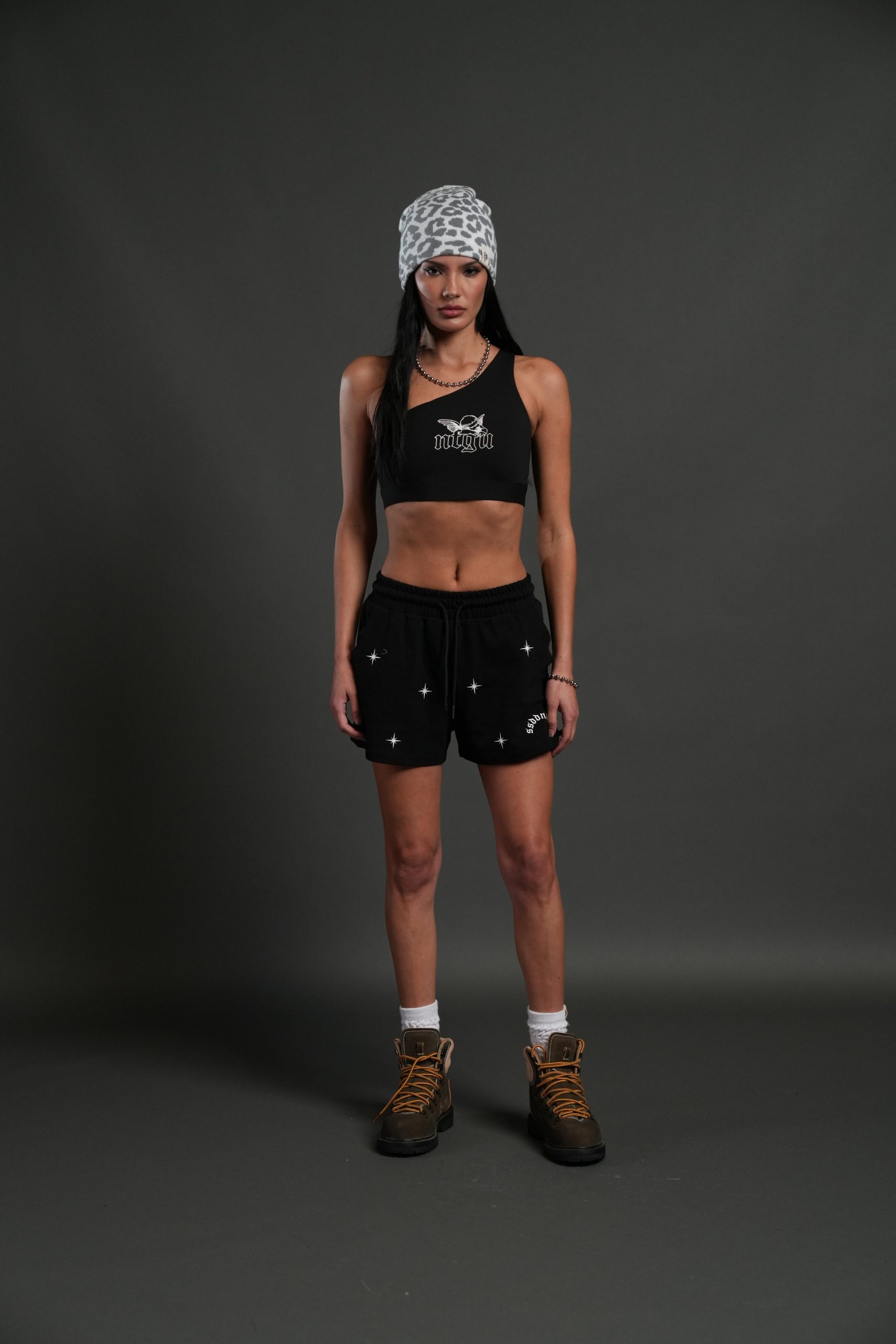 Cherub NFGU One Shoulder Sports Bra in Black - Image 3