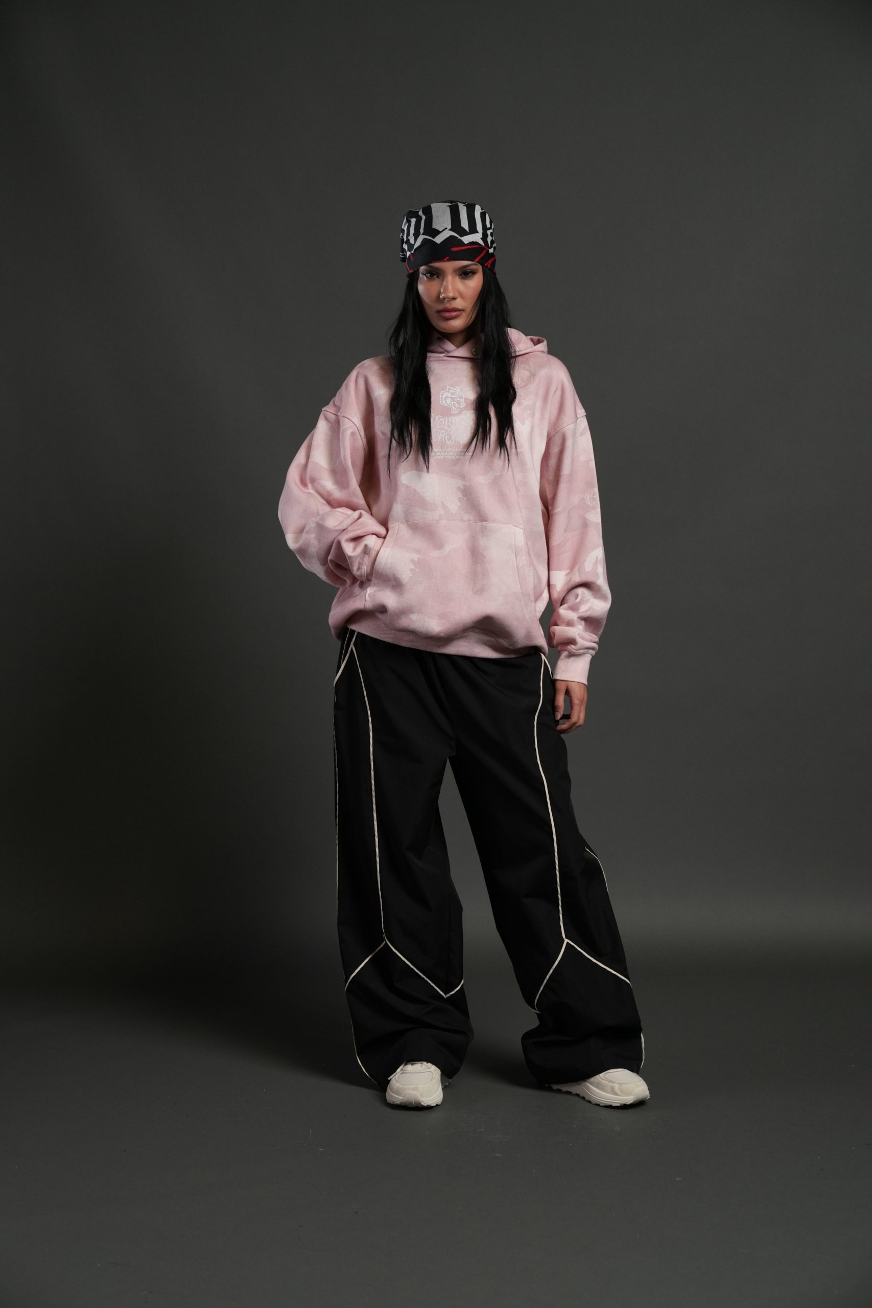 Drip Hesh WLVS FRVR Unisex Pierce Hoodie in Blush Vintage Woodland Camo - Image 5