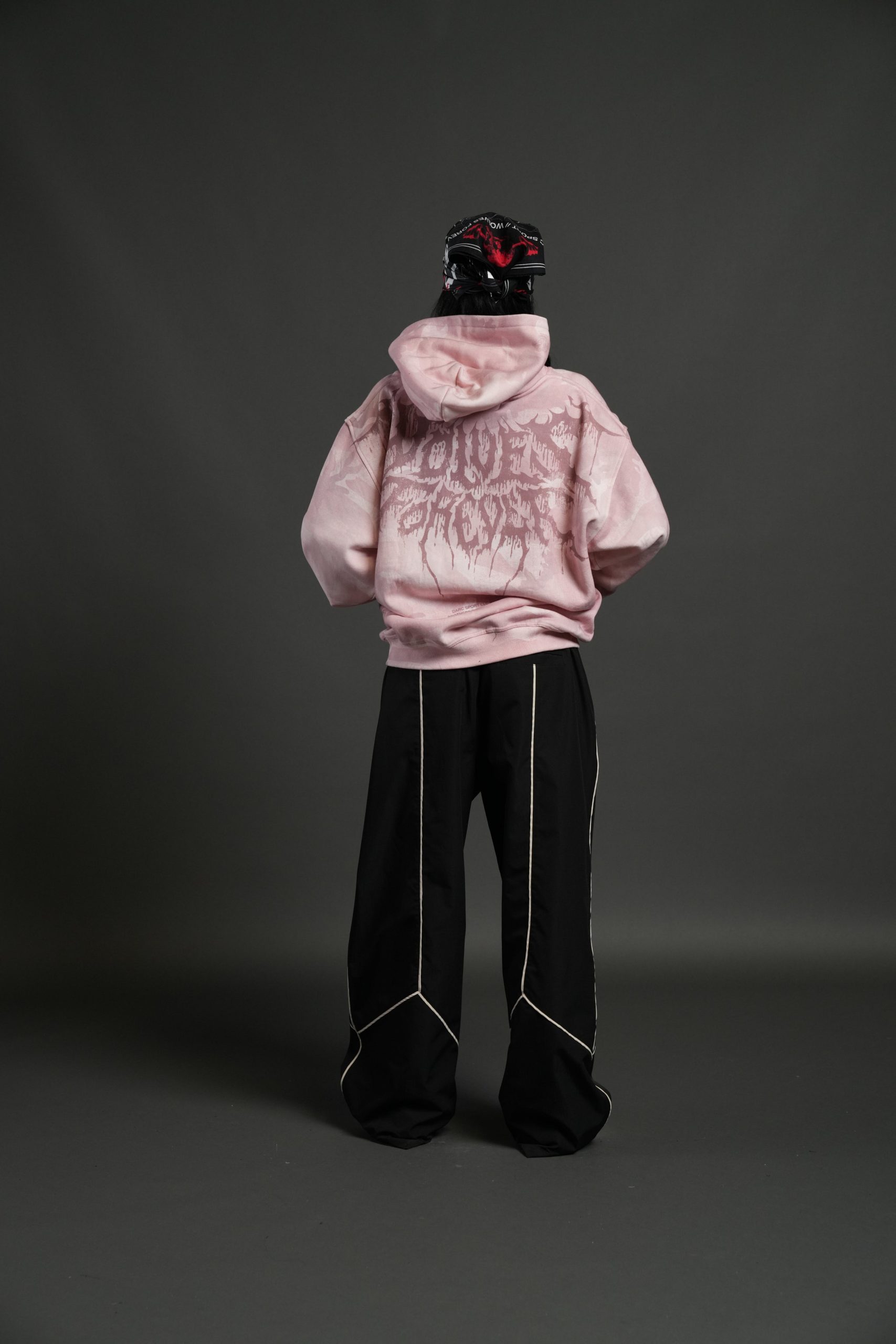 Drip Hesh WLVS FRVR Unisex Pierce Hoodie in Blush Vintage Woodland Camo - Image 6