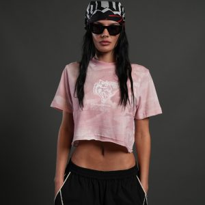 Wolves Have Your Back Premium Oversized Cropped Tee in Blush Vintage Woodland Camo