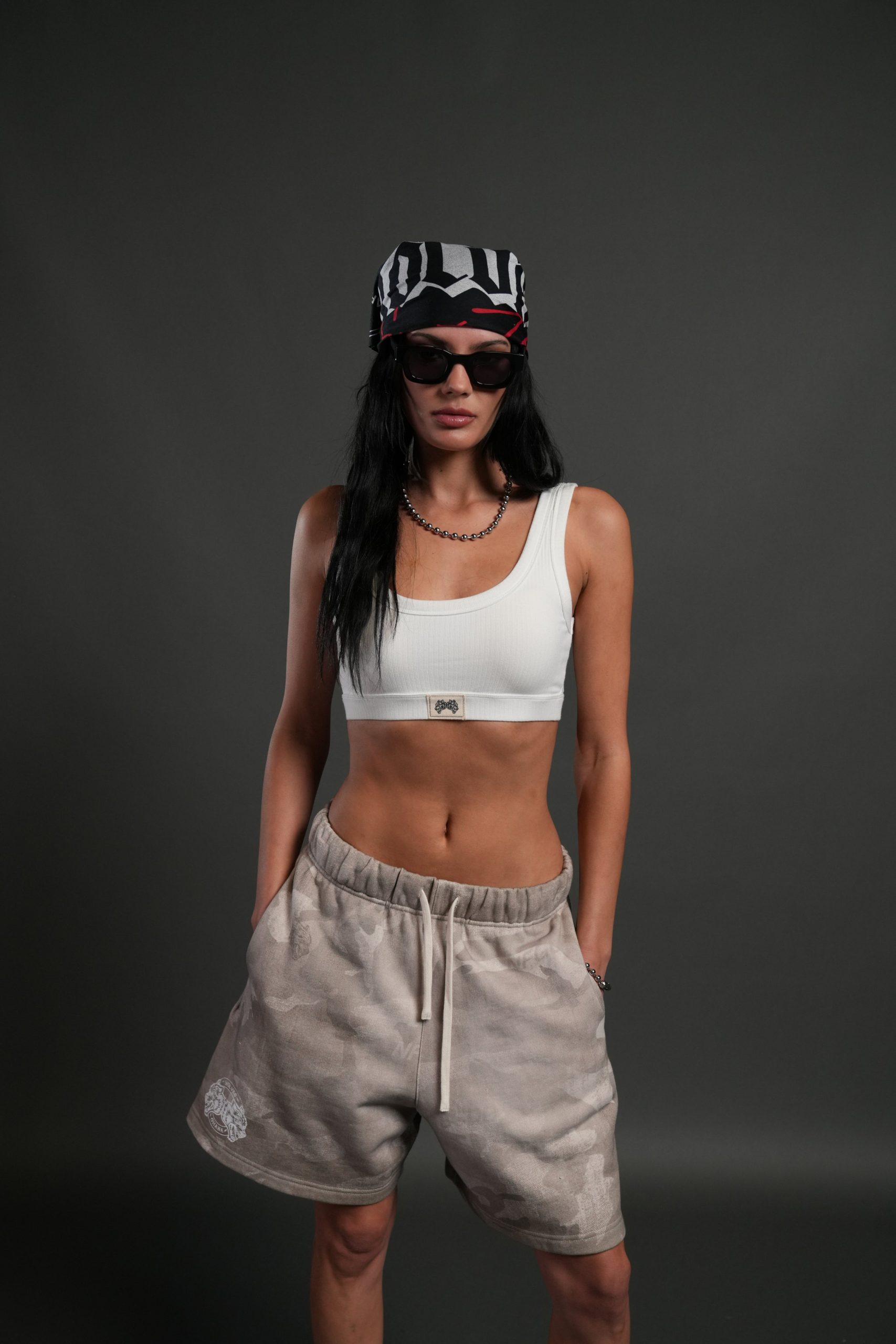 Wolves Club Post Lounge Unisex Sweat Shorts in Clay Vintage Woodland Camo - Image 12