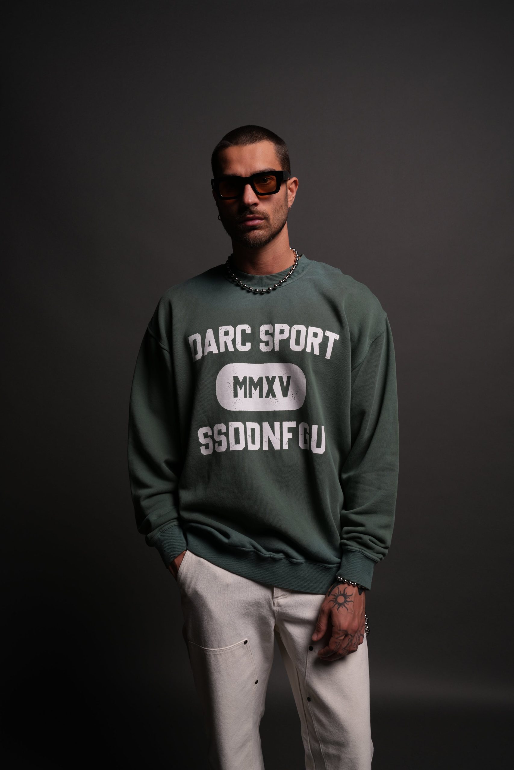 Wolves Forever London Unisex Crewneck in Hunter Green Driftwash - Image 2