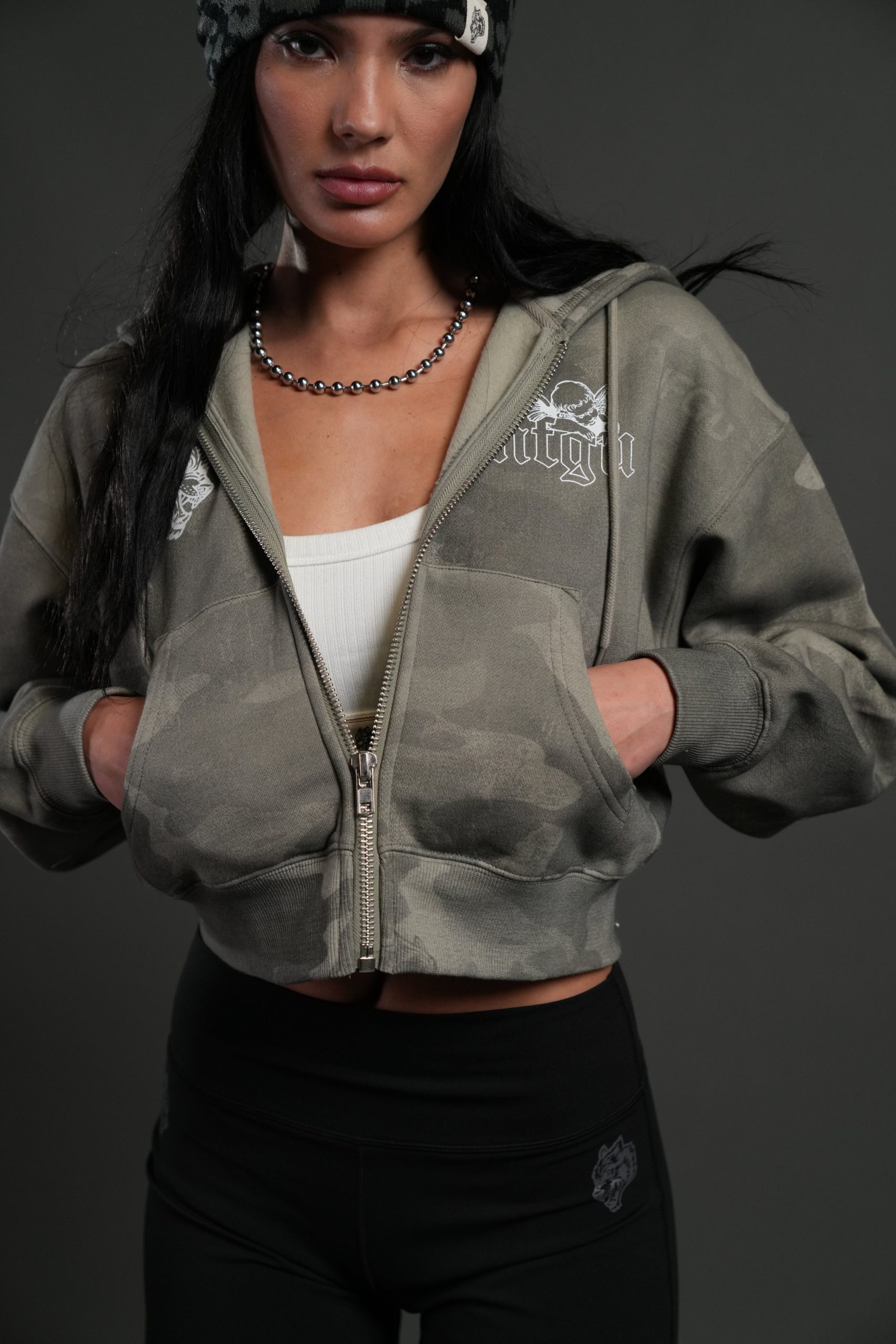 Cherub NFGU Sage Cropped Zip Hoodie in Lush Vintage Woodland Camo - Image 5