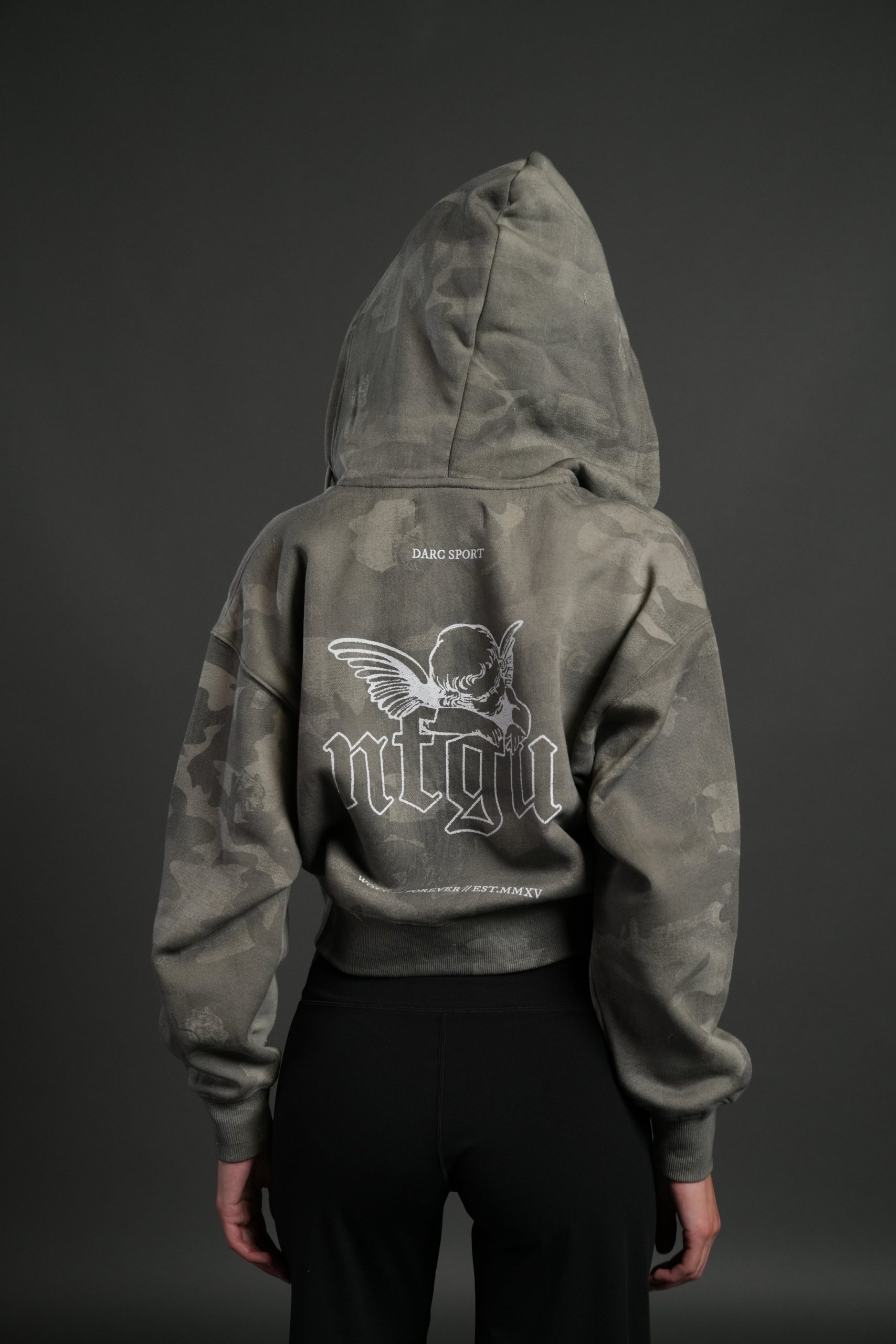 Cherub NFGU Sage Cropped Zip Hoodie in Lush Vintage Woodland Camo - Image 2