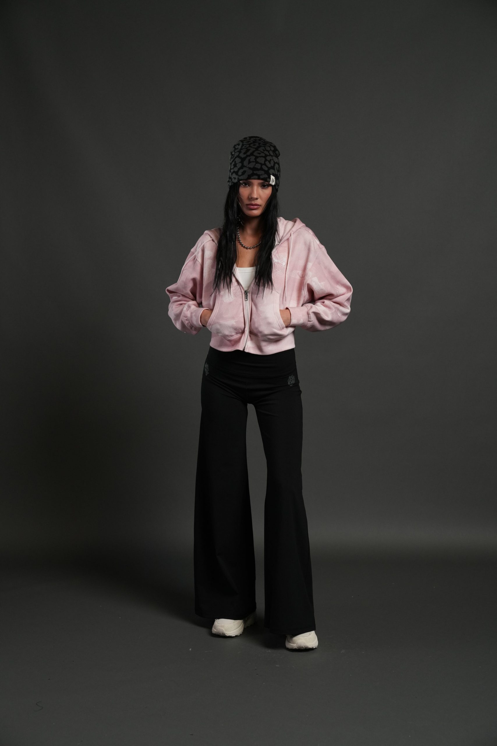 Cherub NFGU Sage Cropped Zip Hoodie in Blush Vintage Woodland Camo - Image 3