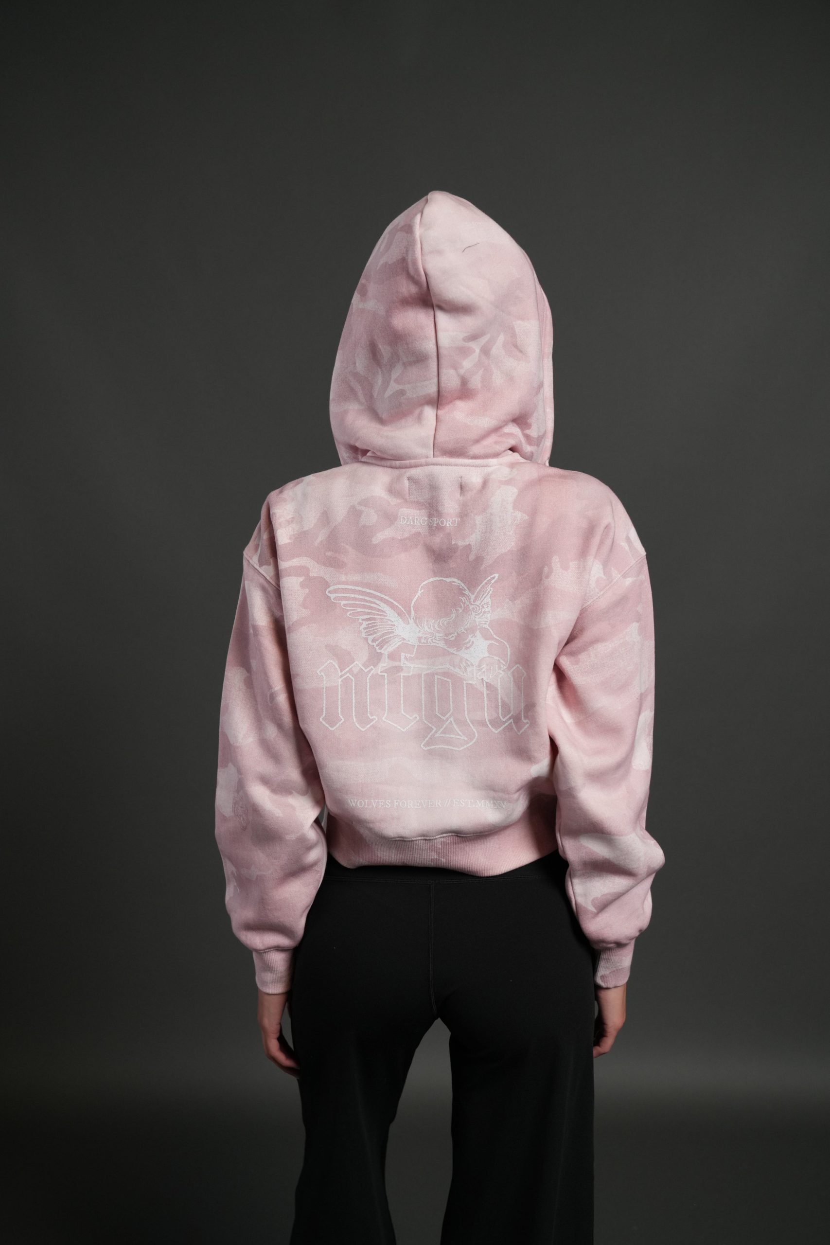 Cherub NFGU Sage Cropped Zip Hoodie in Blush Vintage Woodland Camo - Image 2
